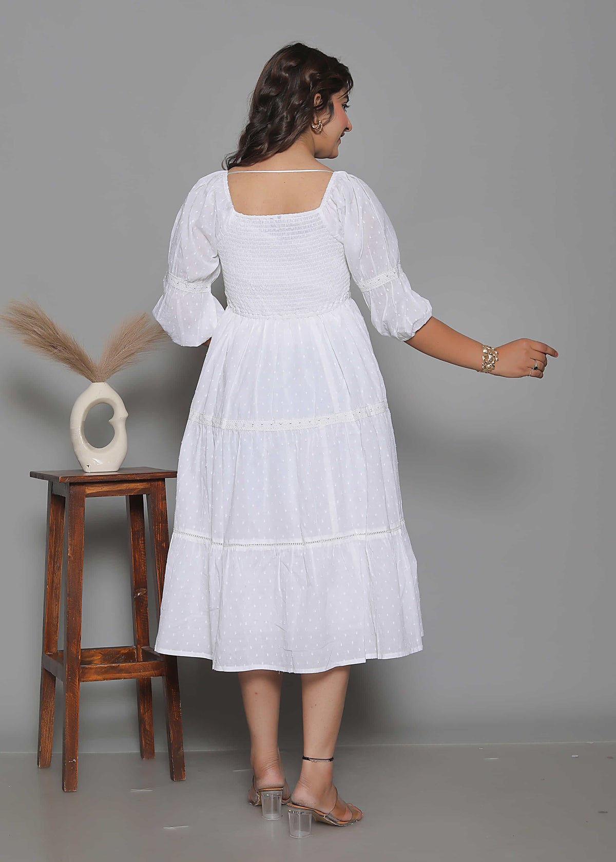 Flared Flowy White Dress
