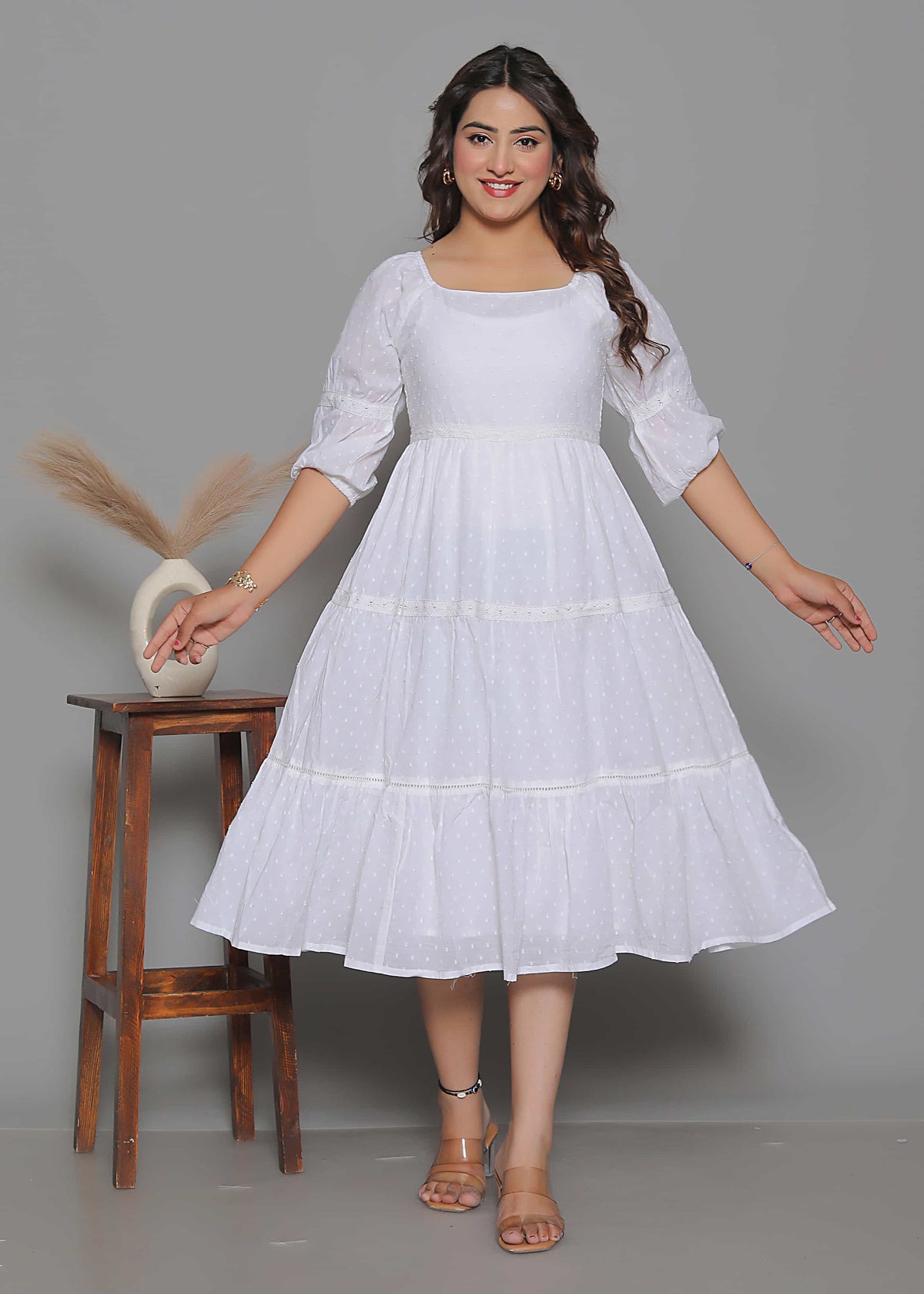 Flared Flowy White Dress