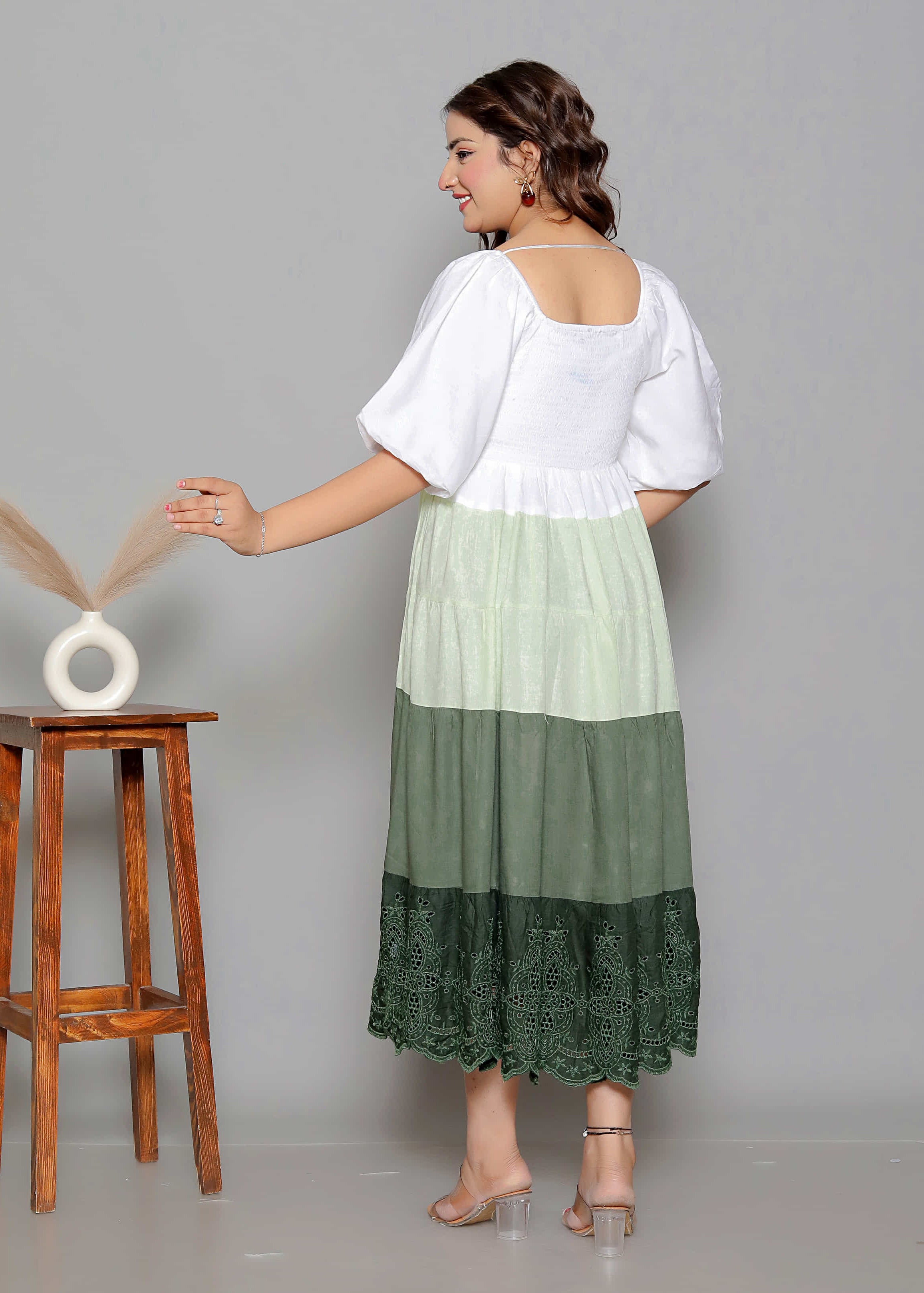 White & Green Ombre Dress