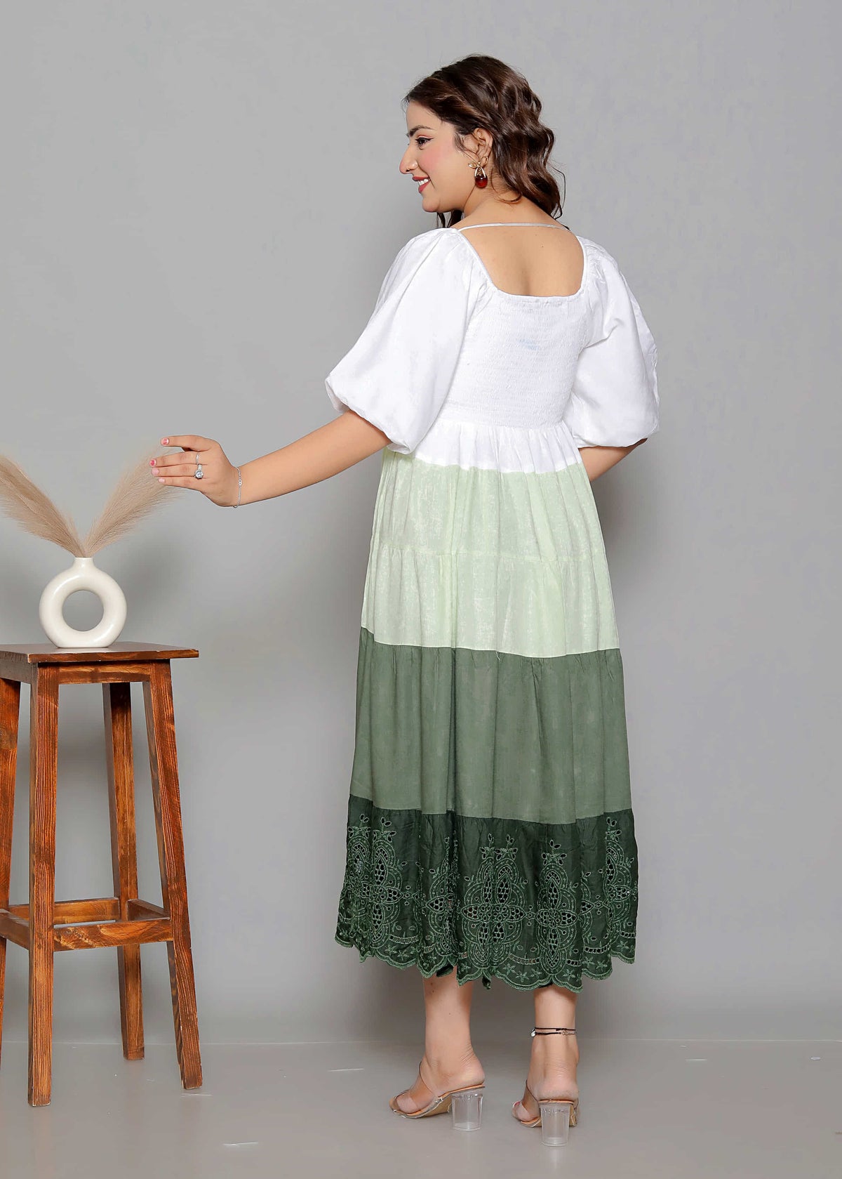 White & Green Ombre Dress