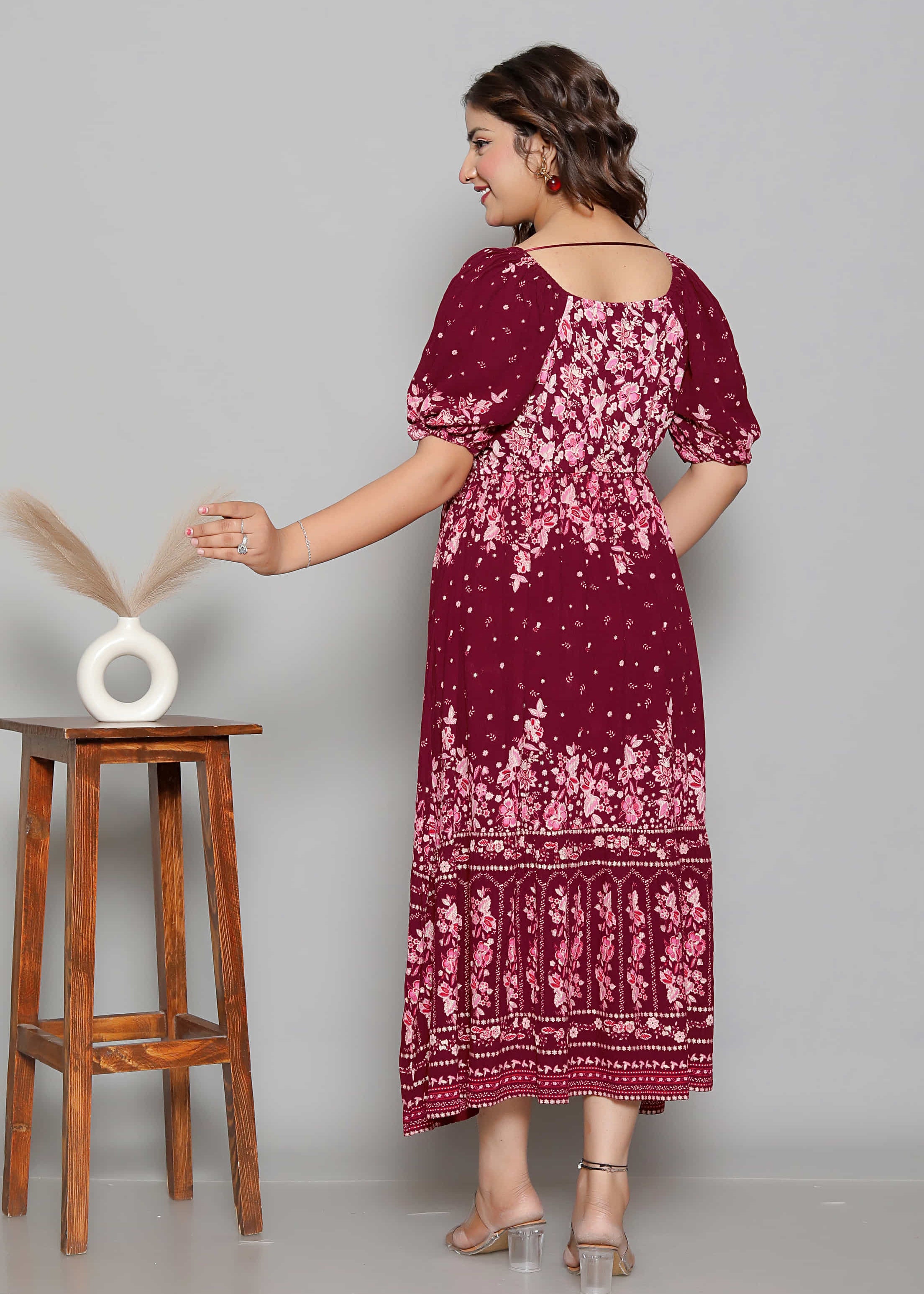 Maroon Floral Dress