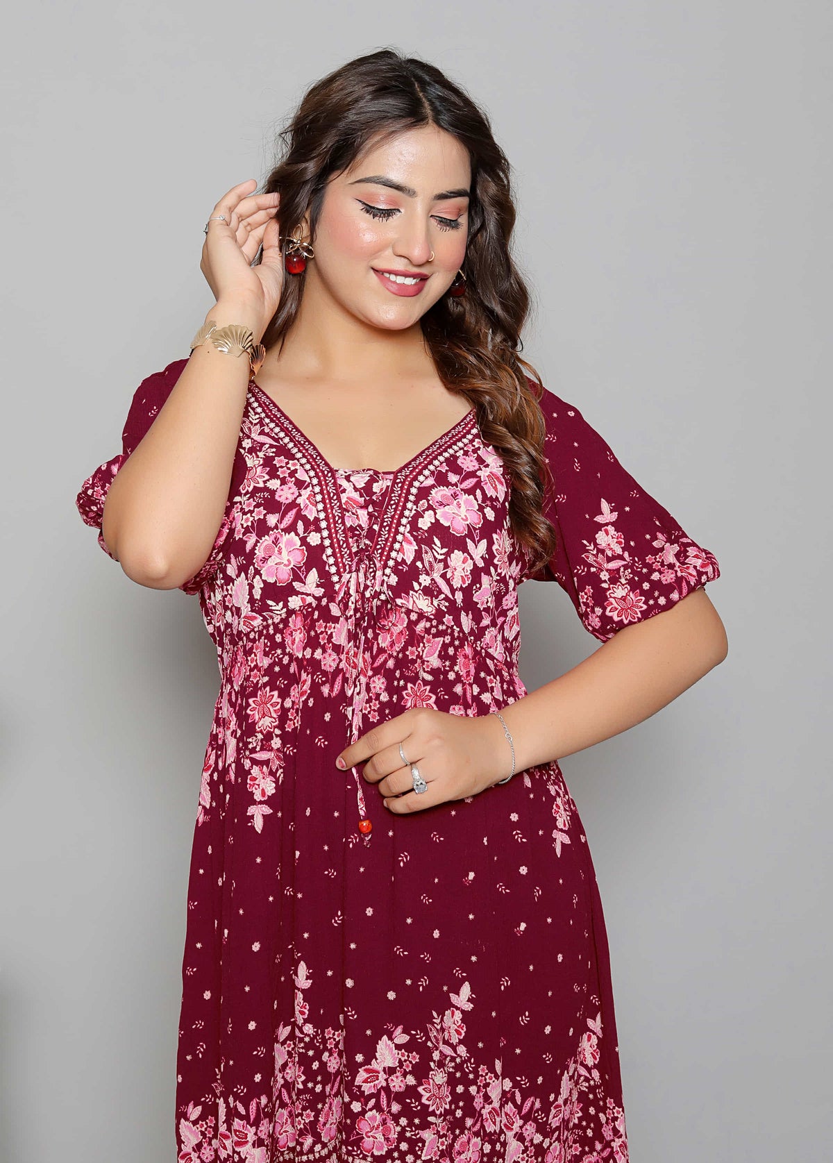 Maroon Floral Dress