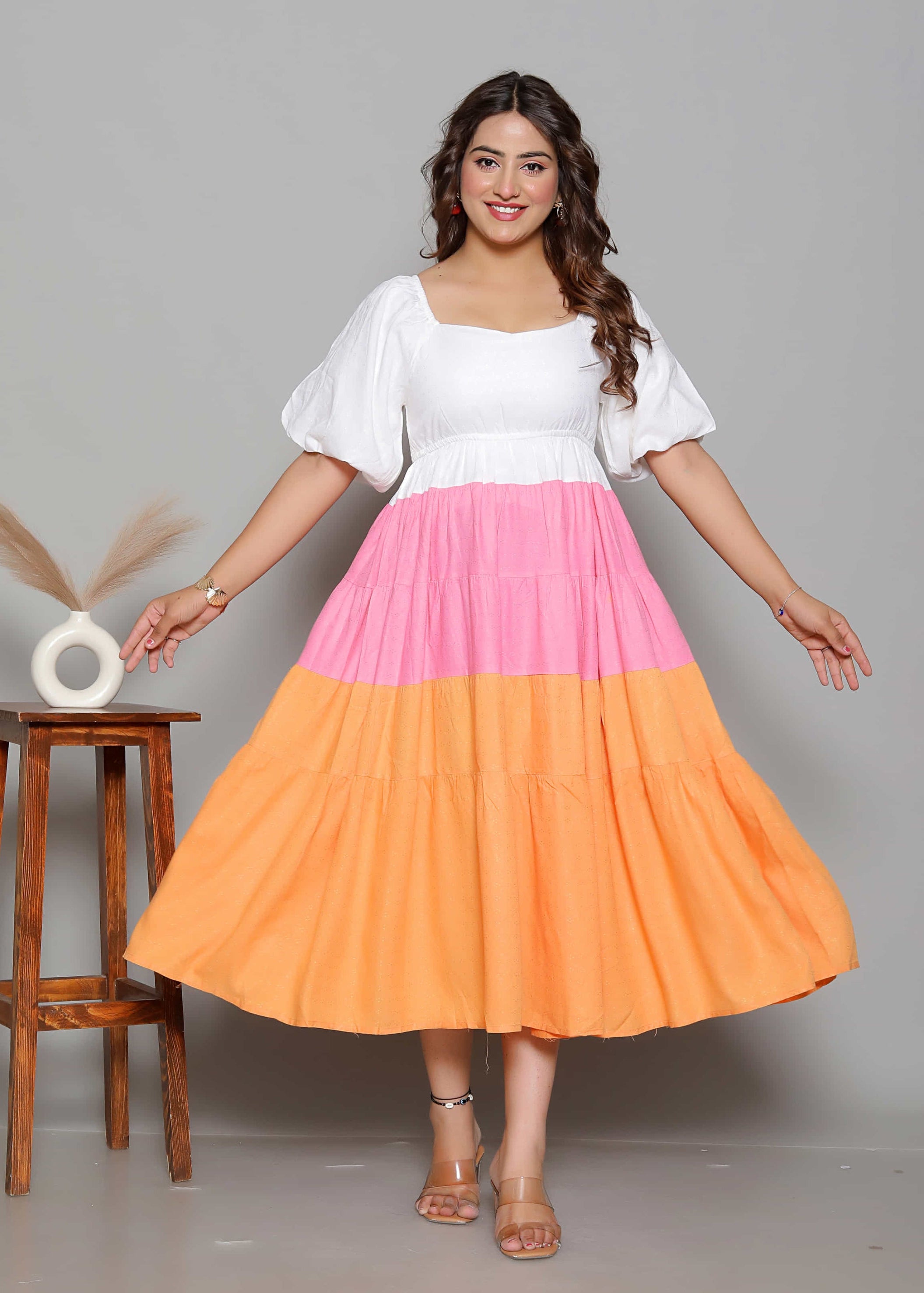 Mokosaga Elegant Colorblock Dress