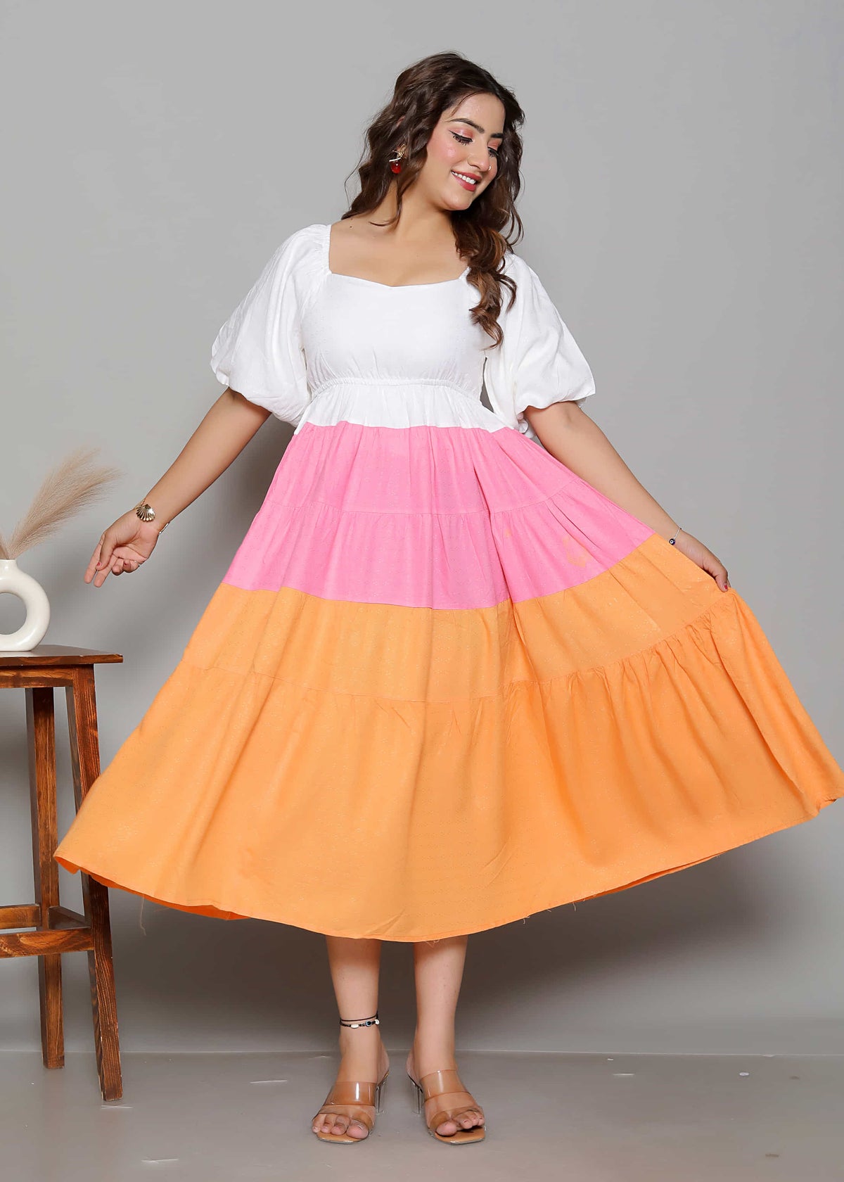 Mokosaga Elegant Colorblock Dress
