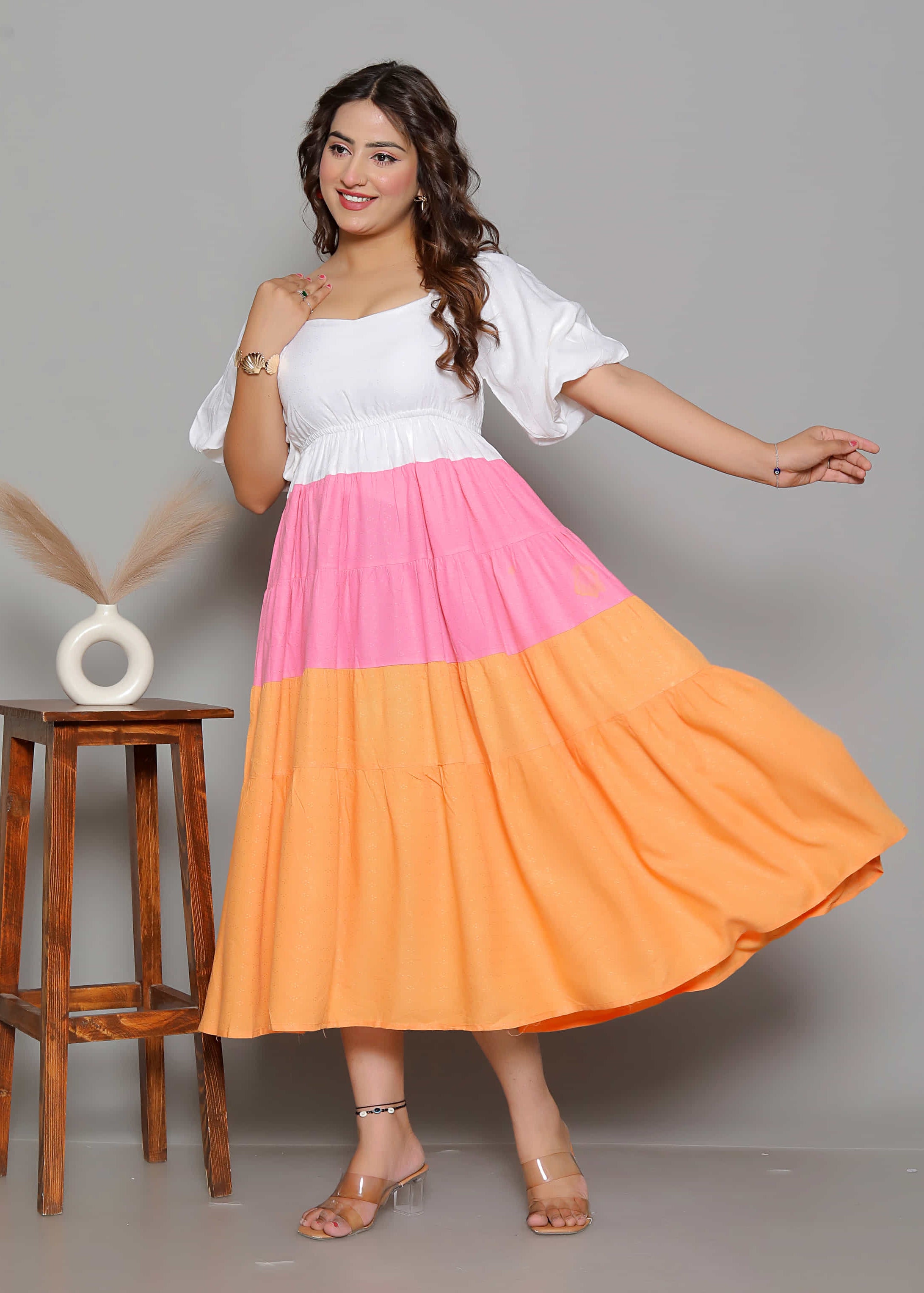Mokosaga Elegant Colorblock Dress
