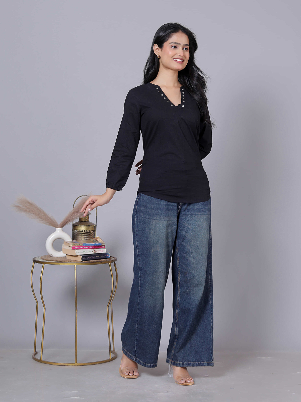 Embellished V-Neck Relaxed Fit Tunic
