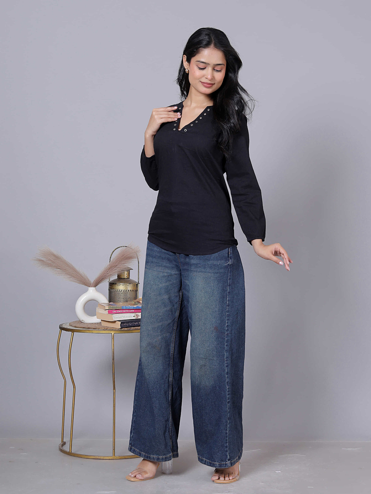 Embellished V-Neck Relaxed Fit Tunic