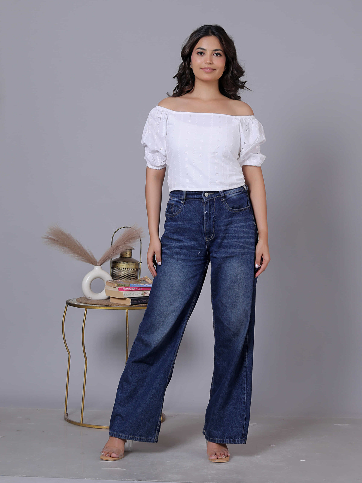 Embroidered Off Shoulder Cotton Top