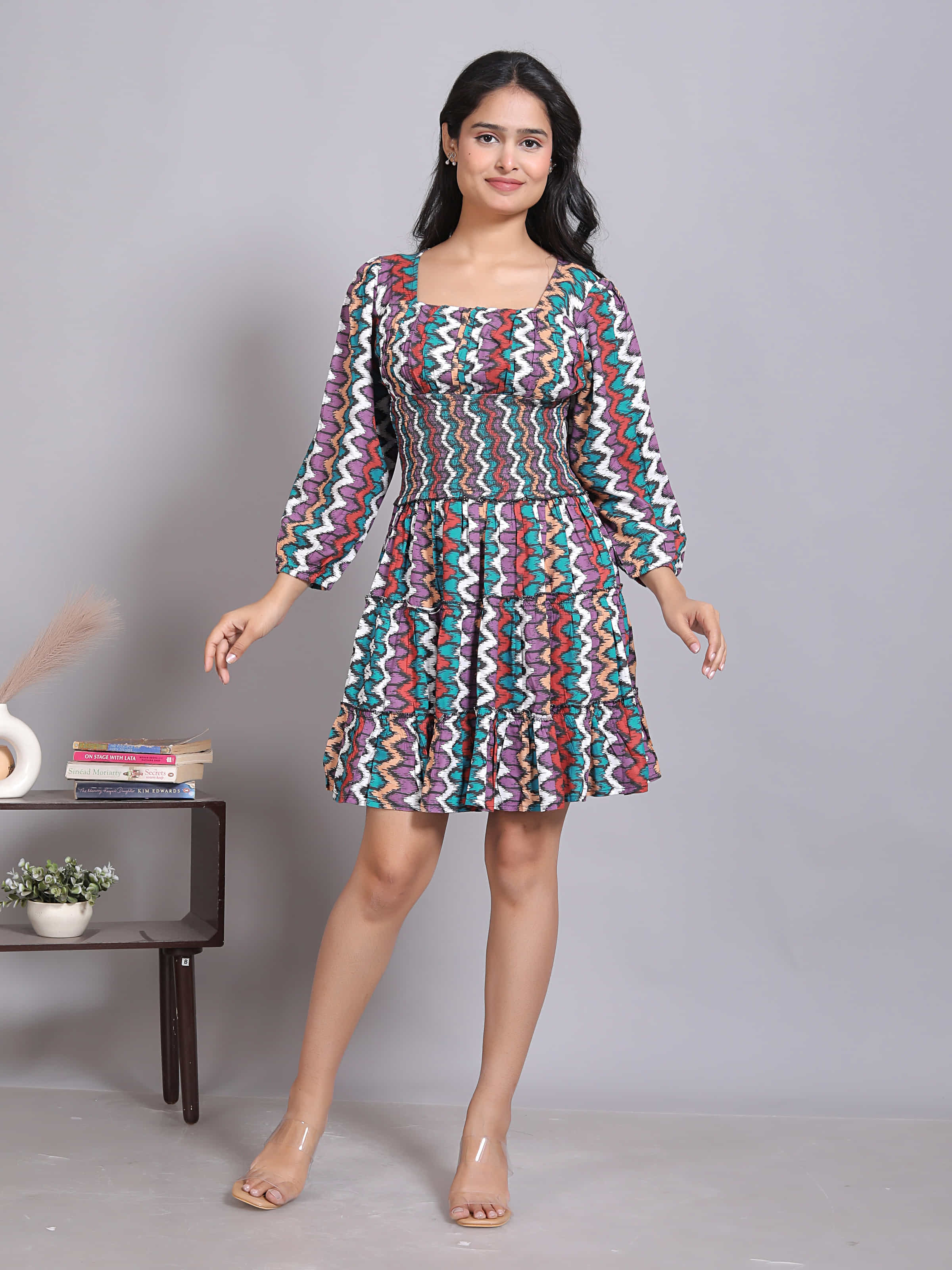 Ikat Smocked Mini Party Dress