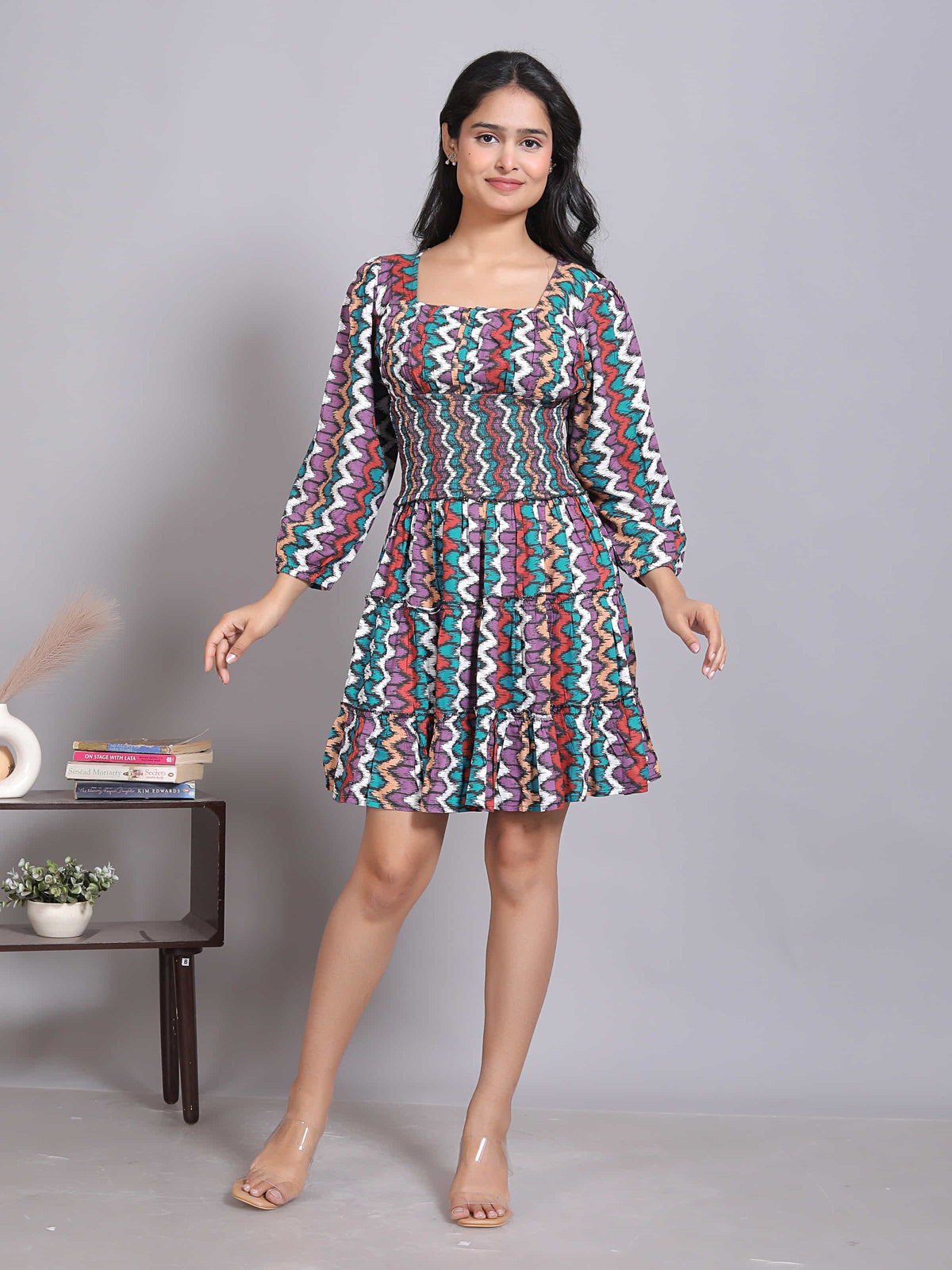 Ikat Smocked Mini Party Dress
