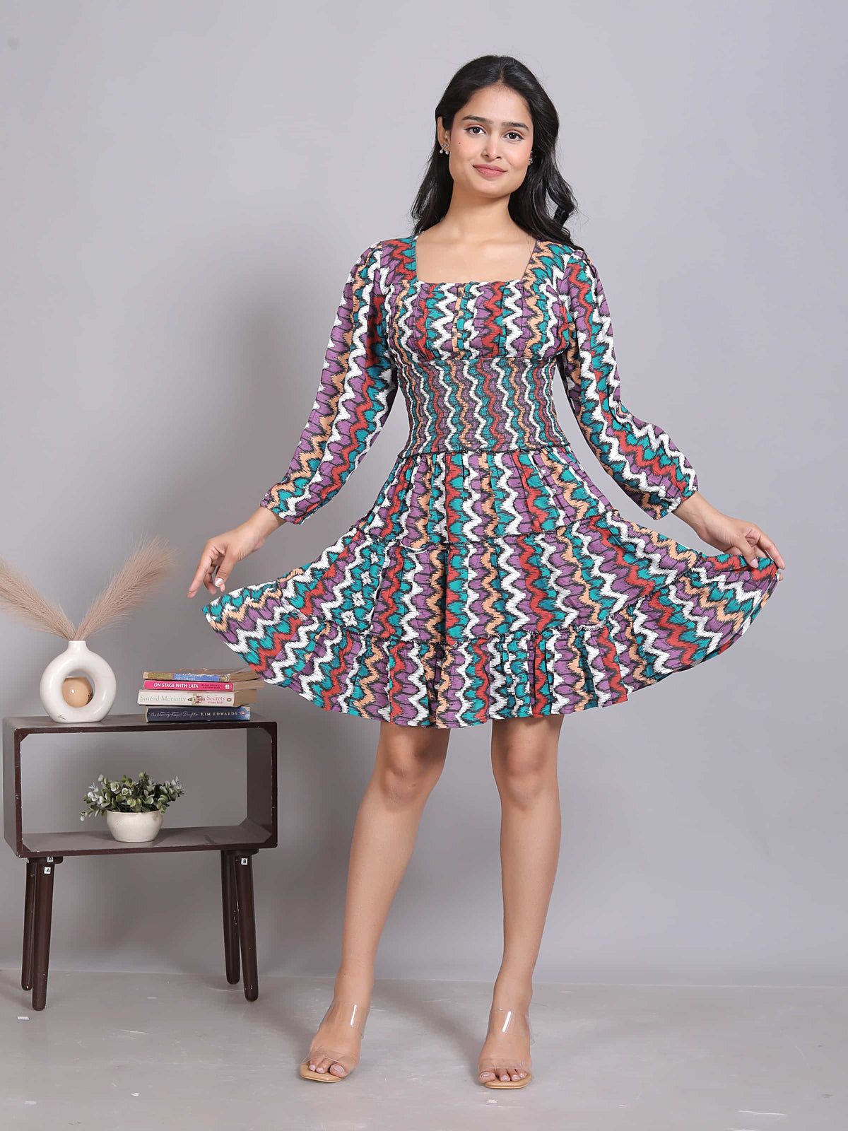 Ikat Smocked Mini Party Dress