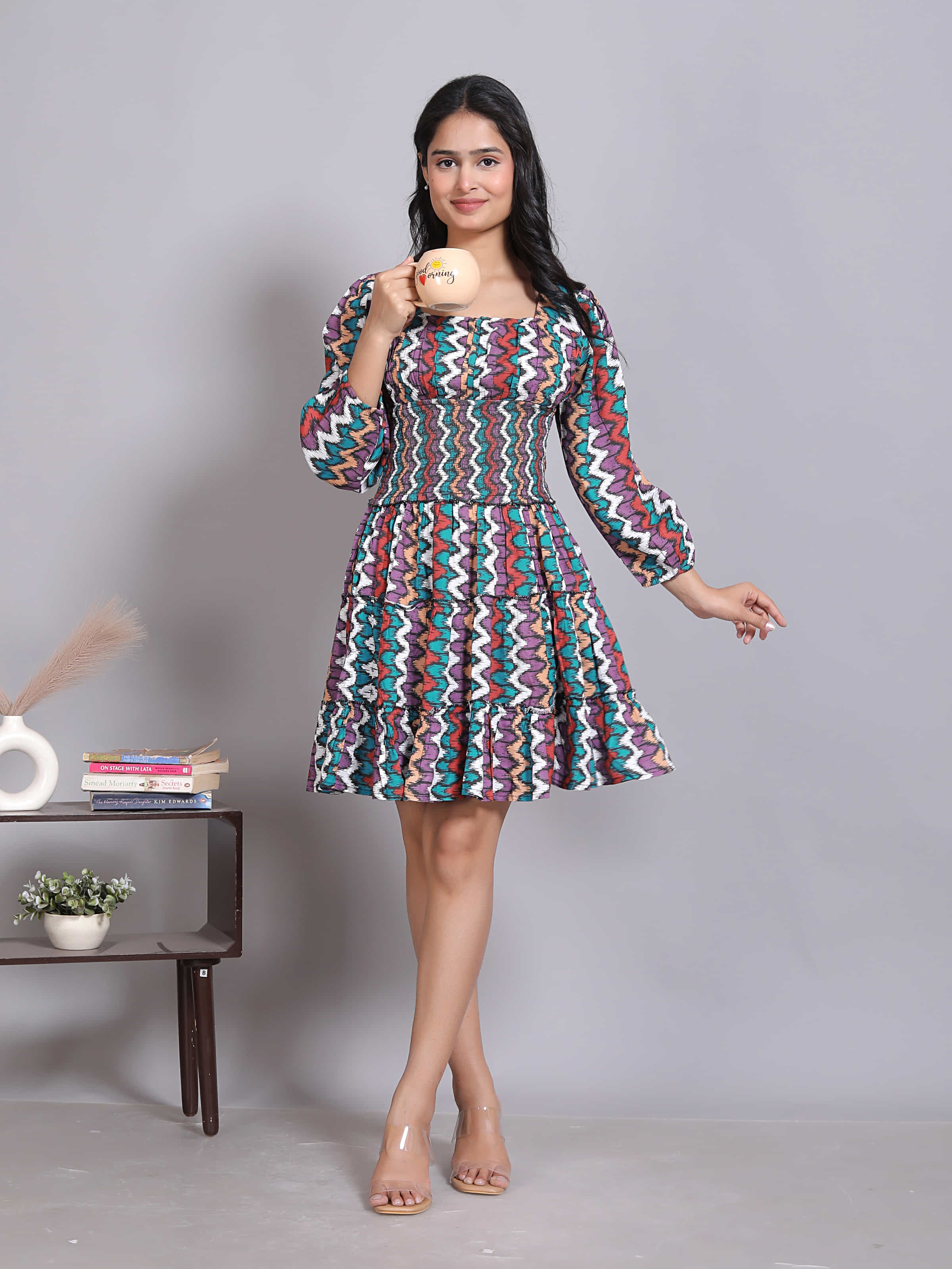 Ikat Smocked Mini Party Dress