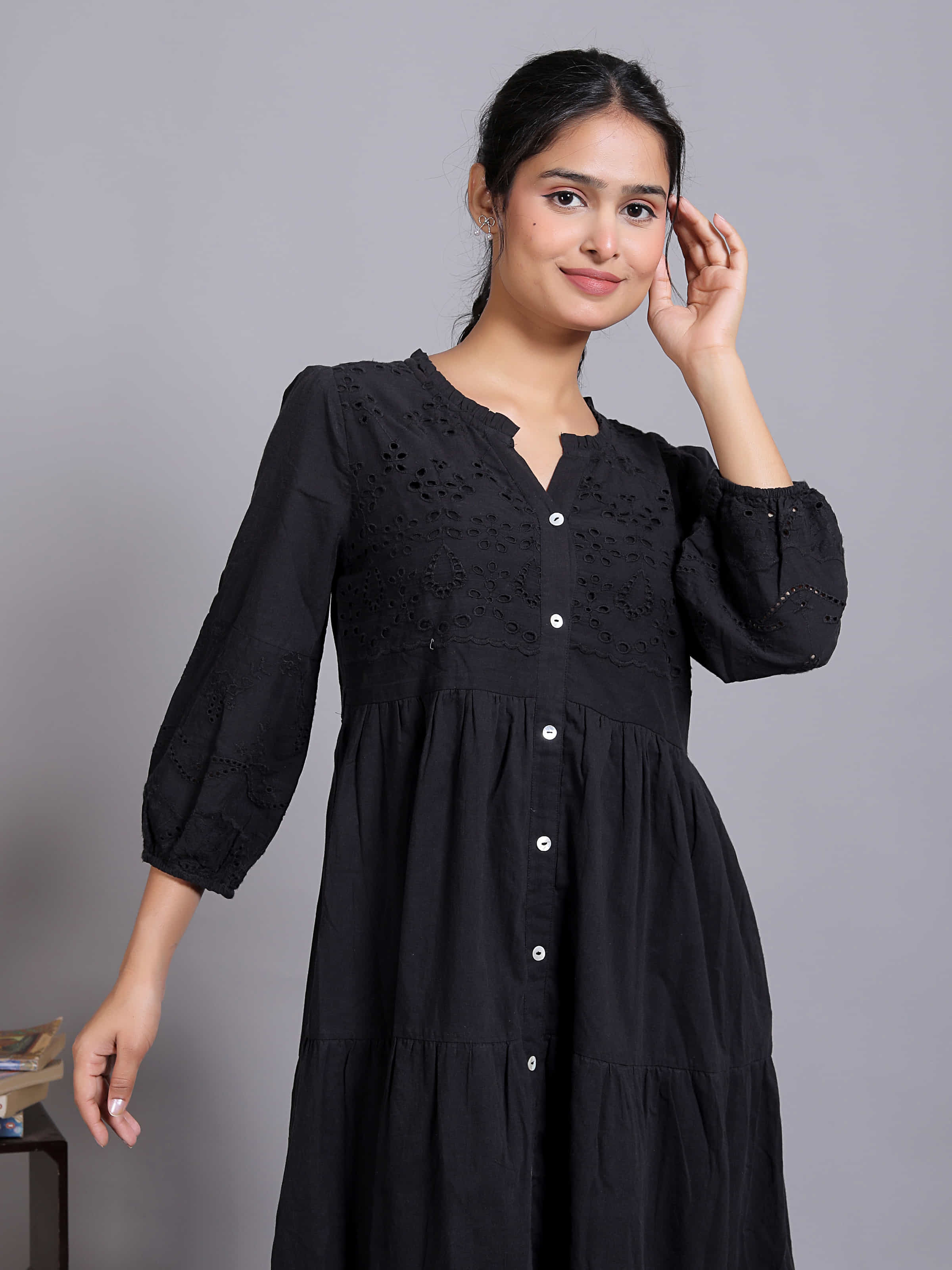 Black Lace Hem Maxi Dress