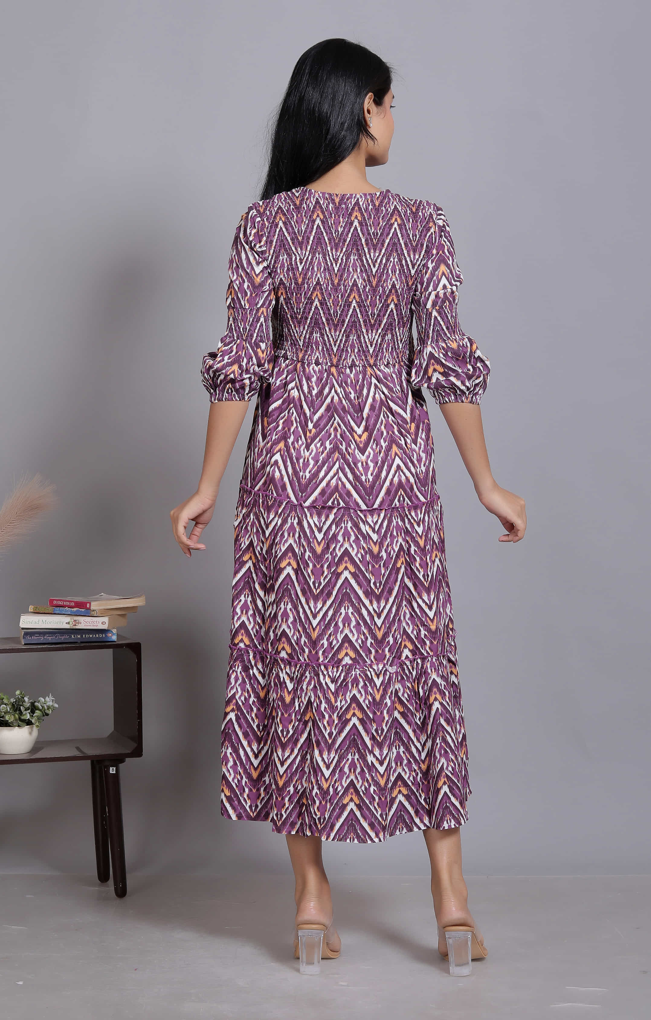 Ikat Print Tiered Maxi Dress