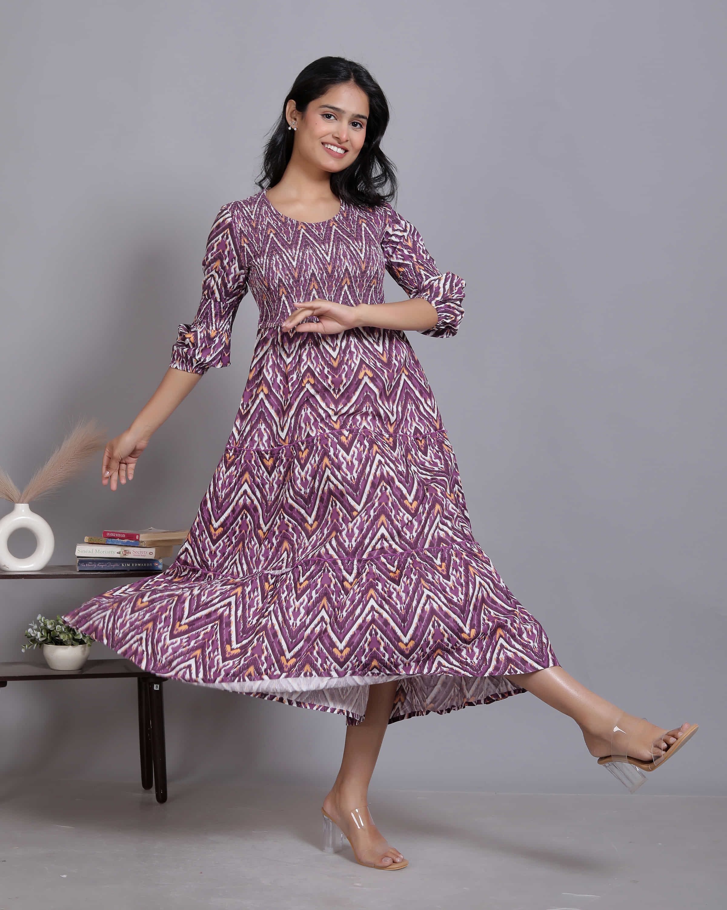 Ikat Print Tiered Maxi Dress