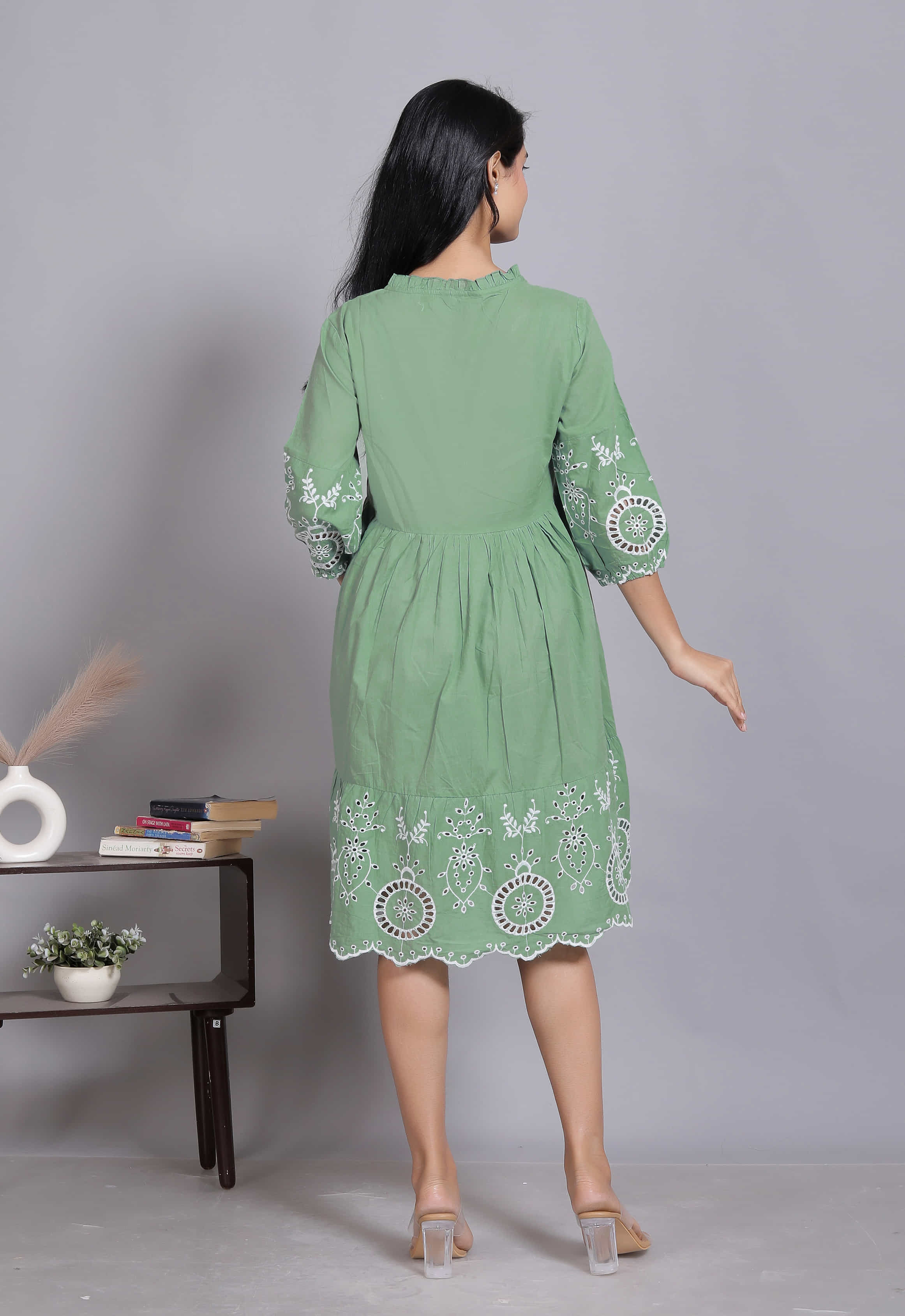 Sage Green Tiered Midi Dress