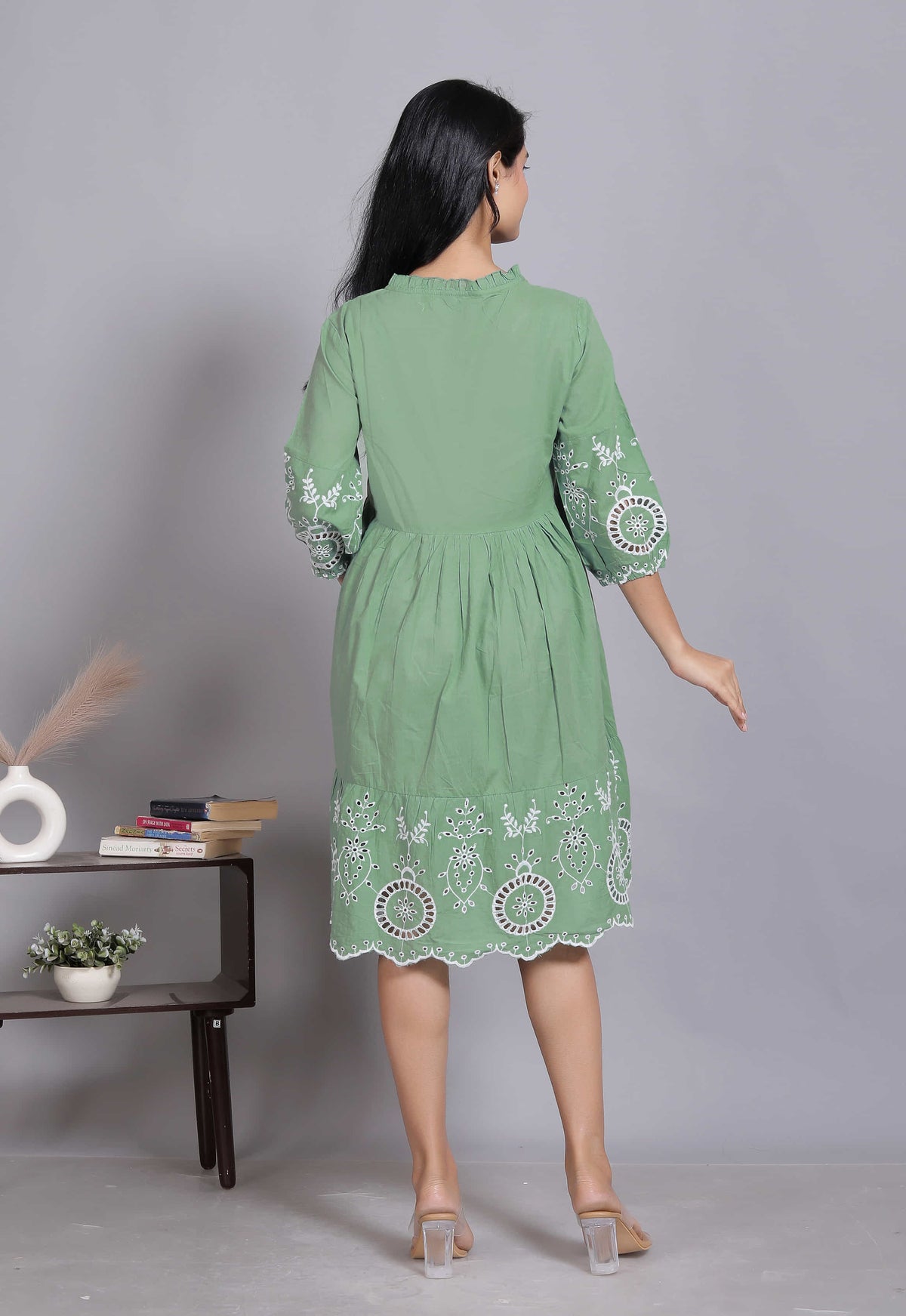 Sage Green Tiered Midi Dress