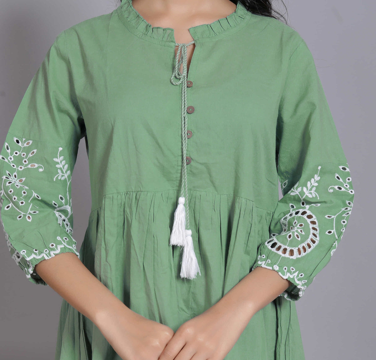 Sage Green Tiered Midi Dress