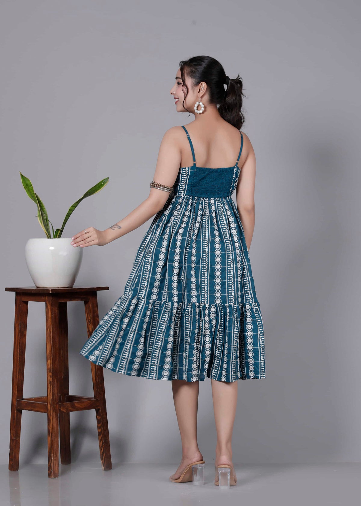 Teal Hand Embroidered Dress
