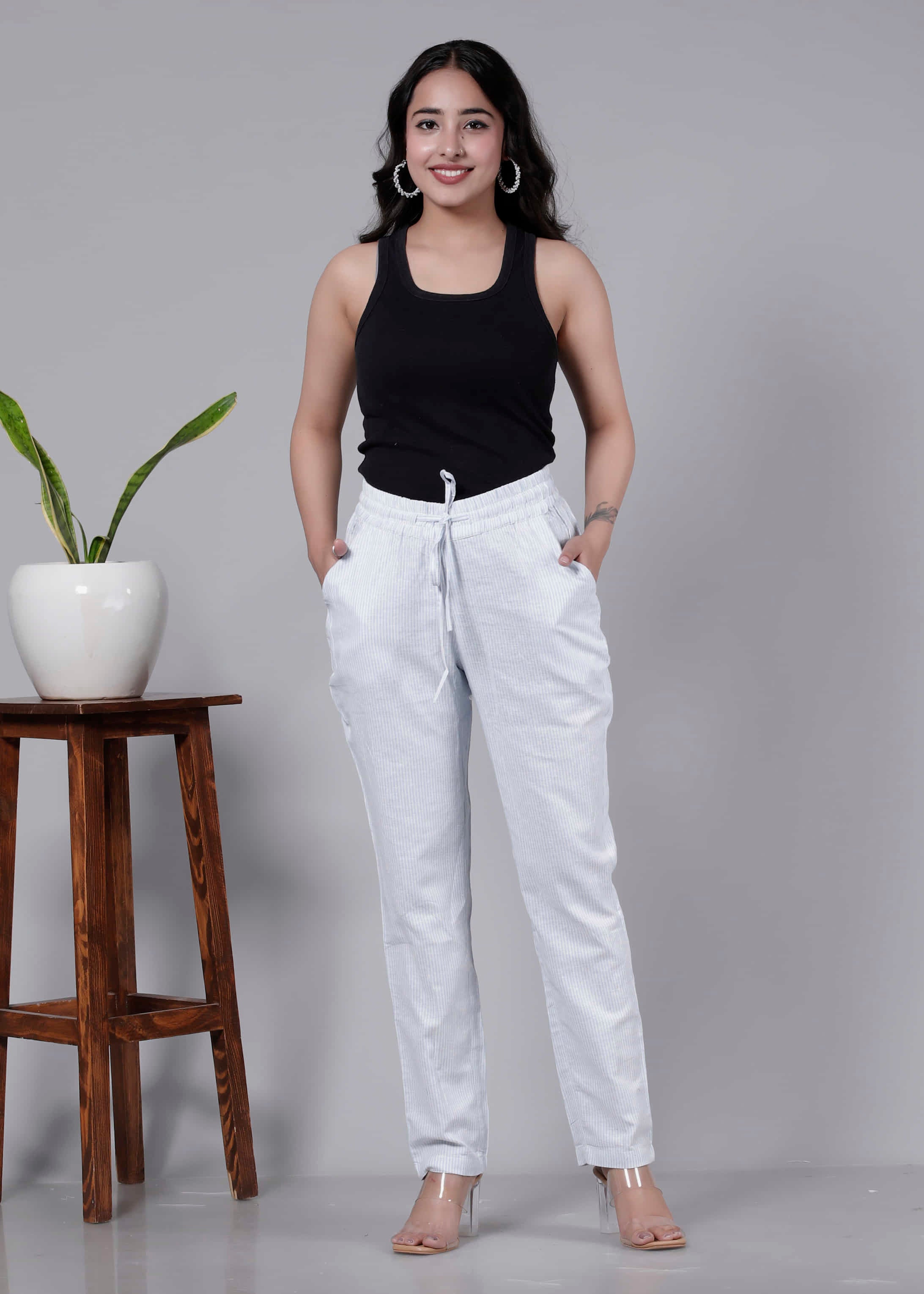 Pure Cotton Stripes Regular Pants