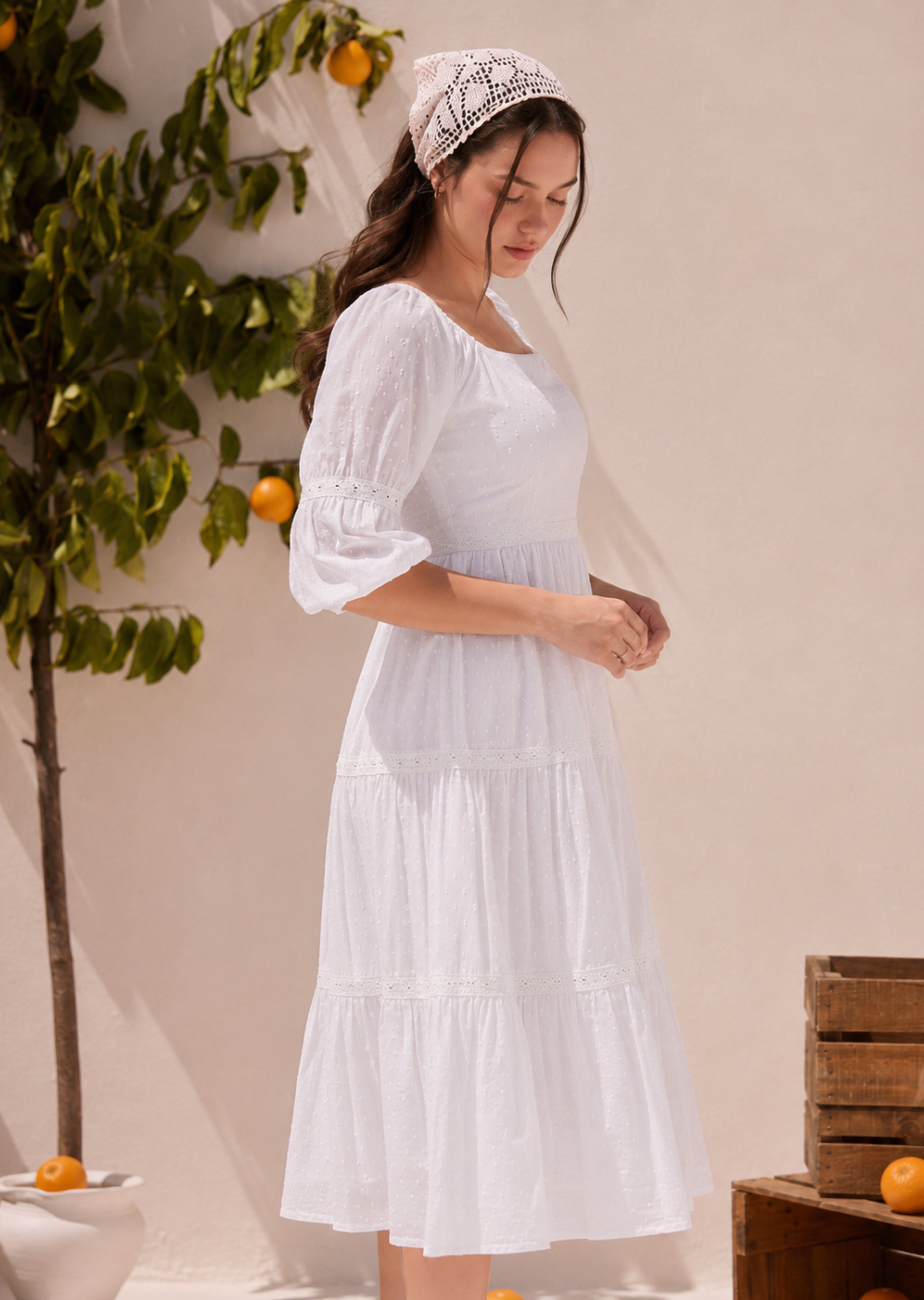 Flared Flowy White Dress