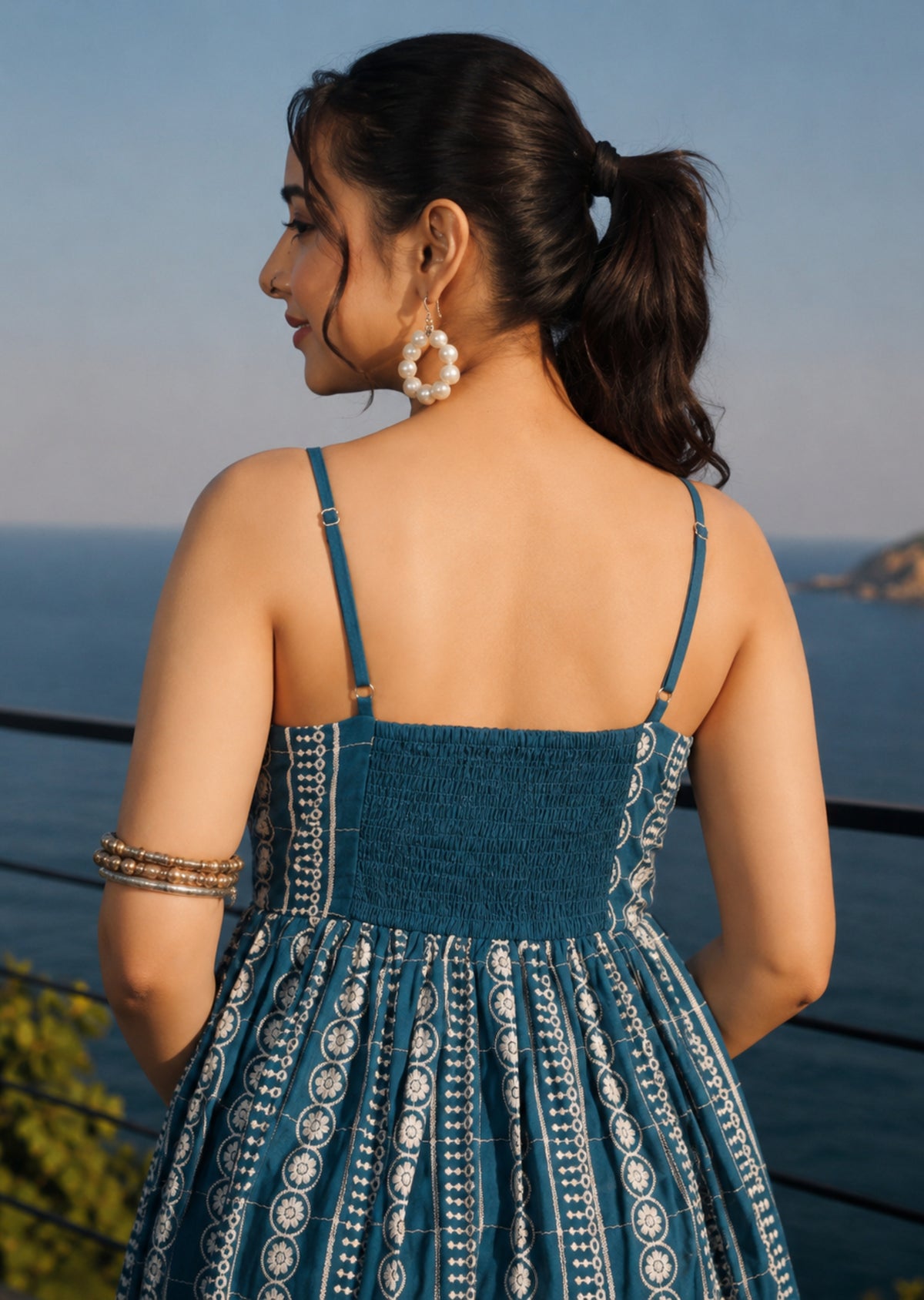 Teal Hand Embroidered Dress
