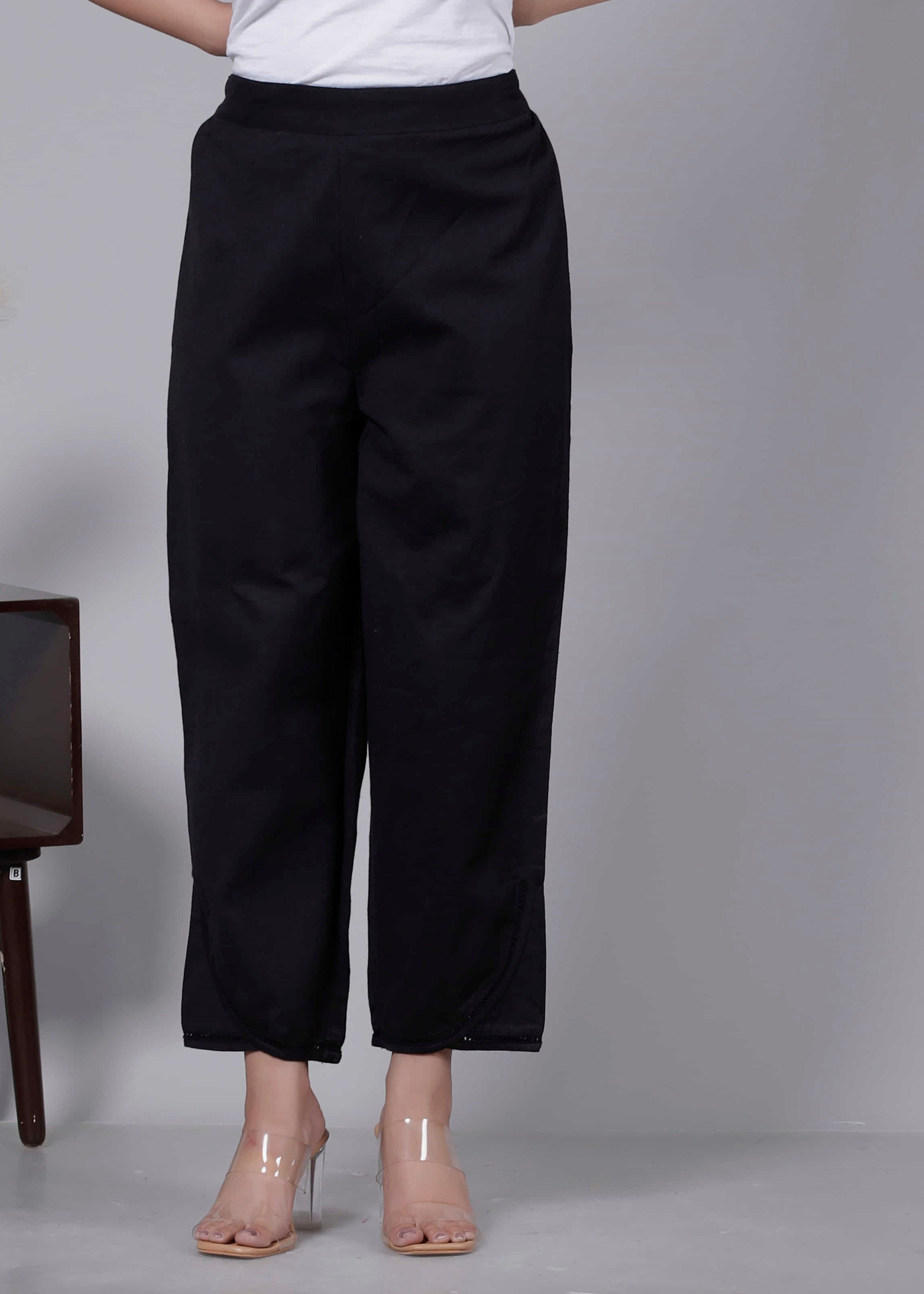 Pure Cotton Black Regular Pants