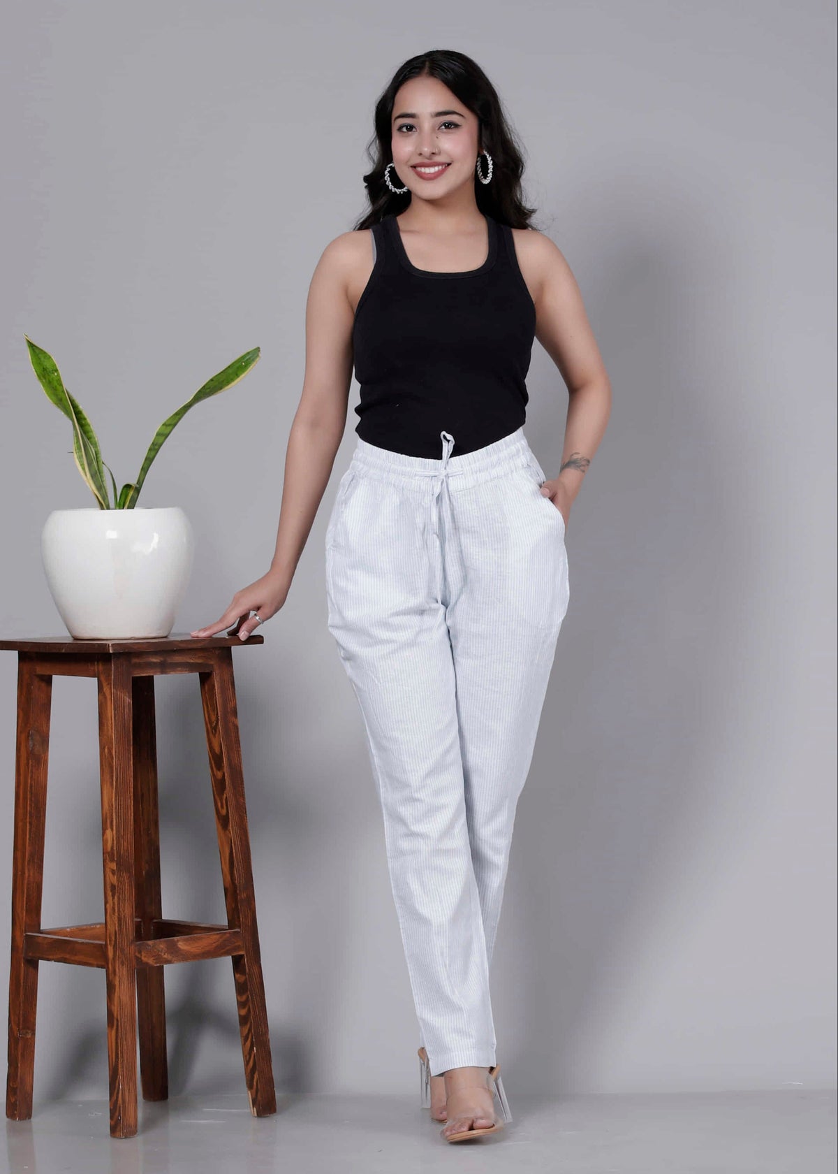 Pure Cotton Stripes Regular Pants