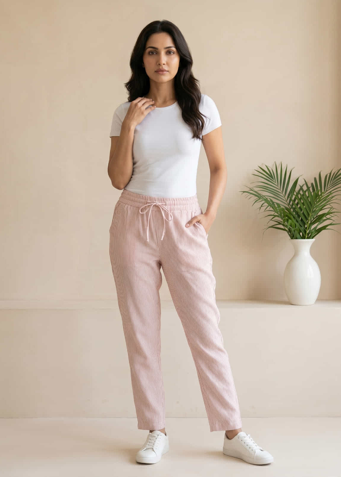 Pure Cotton Pink Regular Pants