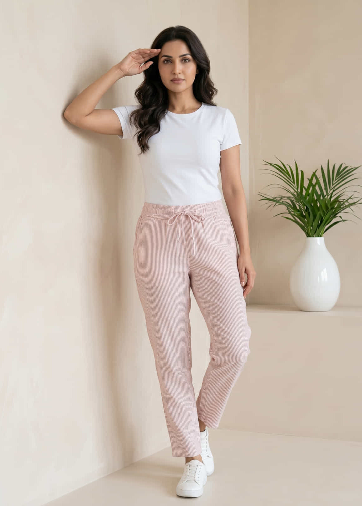 Pure Cotton Pink Regular Pants