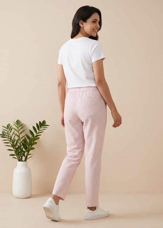 Pure Cotton Pink Regular Pants