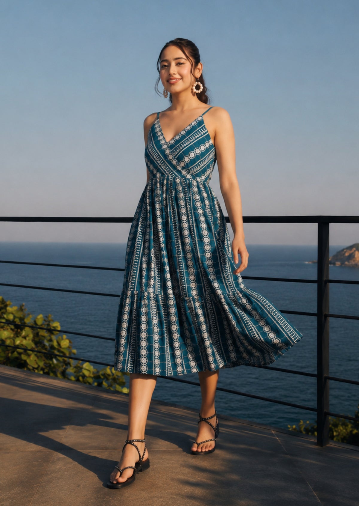 Teal Hand Embroidered Dress