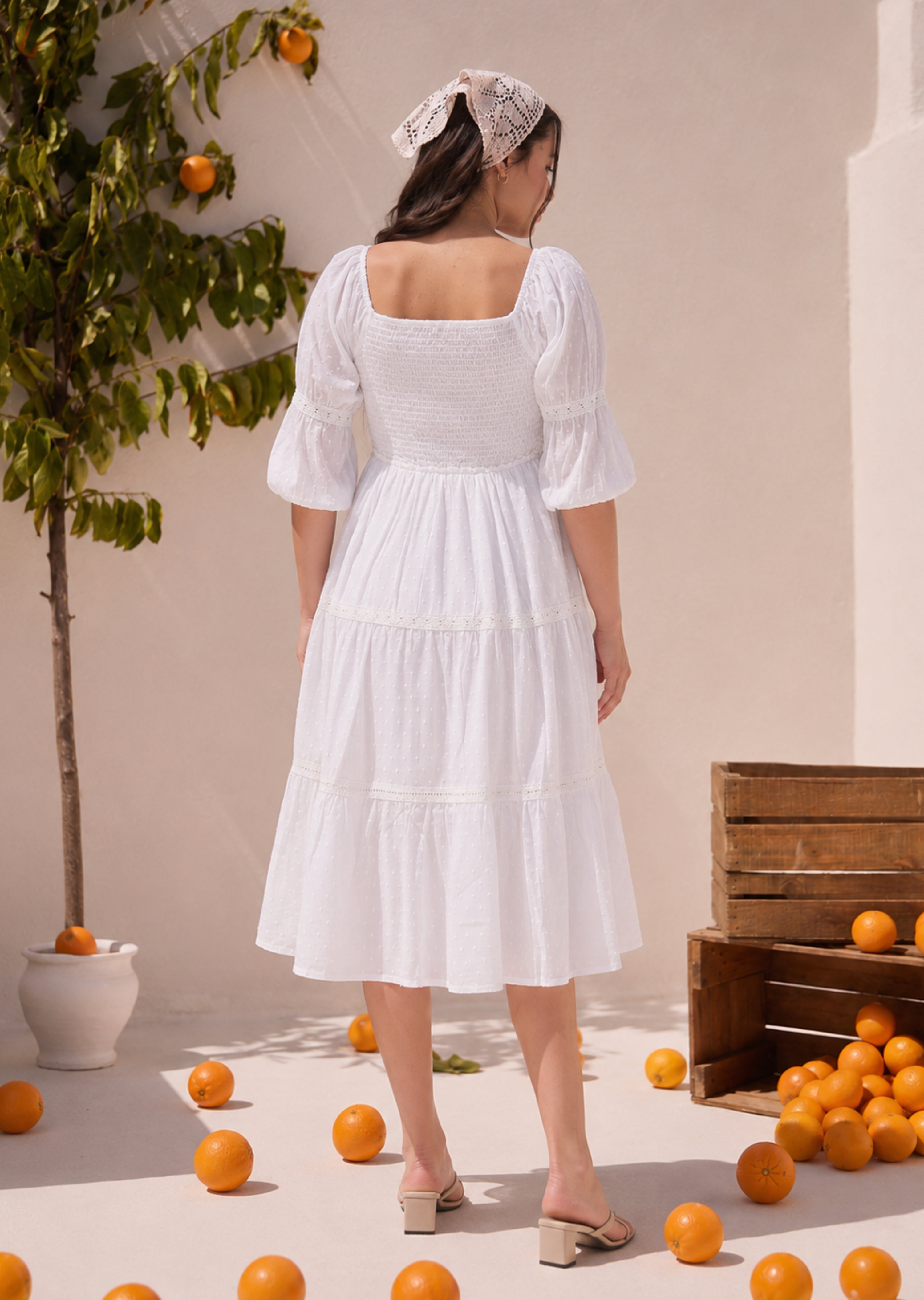 Flared Flowy White Dress