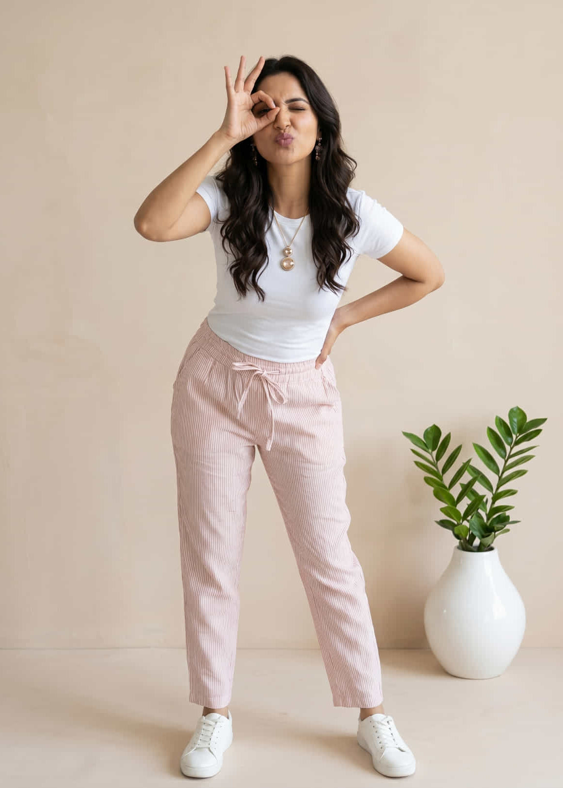 Pure Cotton Pink Regular Pants