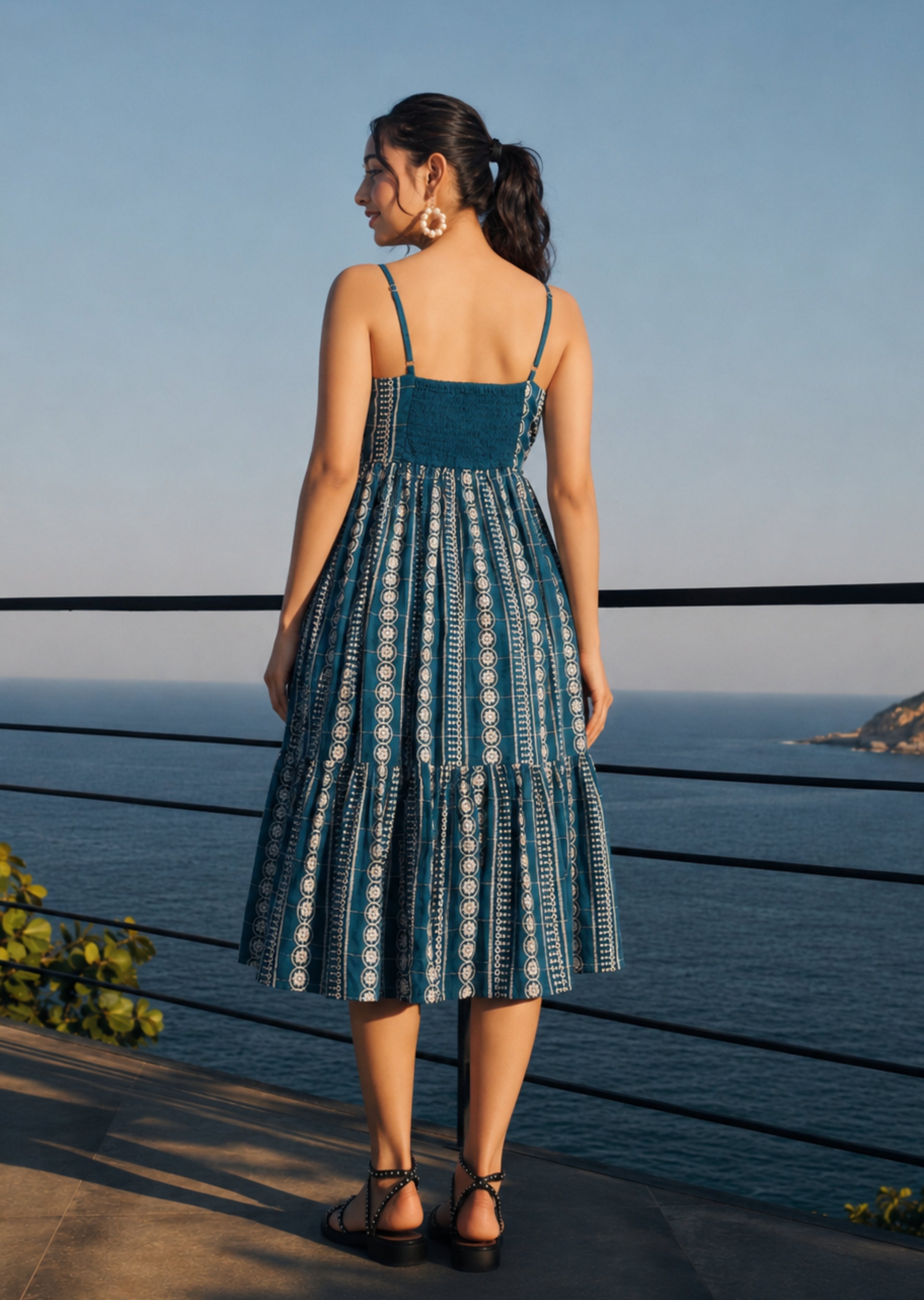 Teal Hand Embroidered Dress