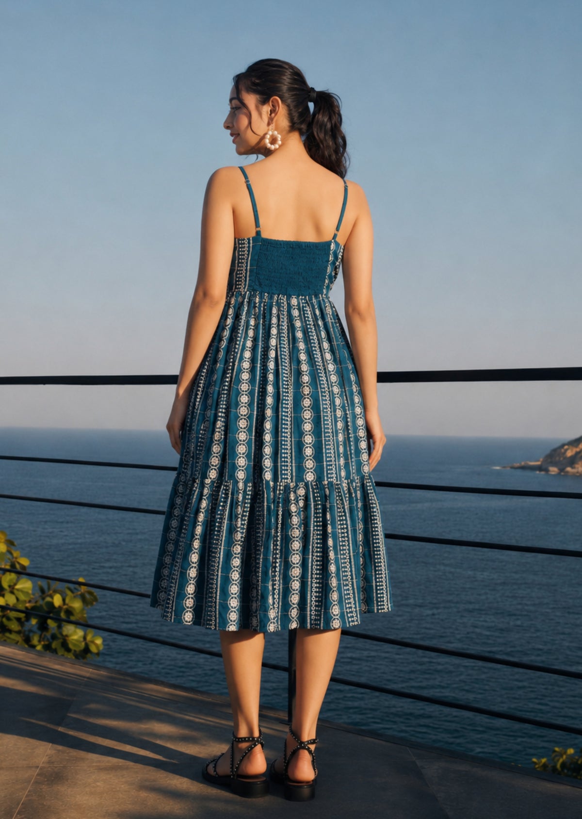 Teal Hand Embroidered Dress