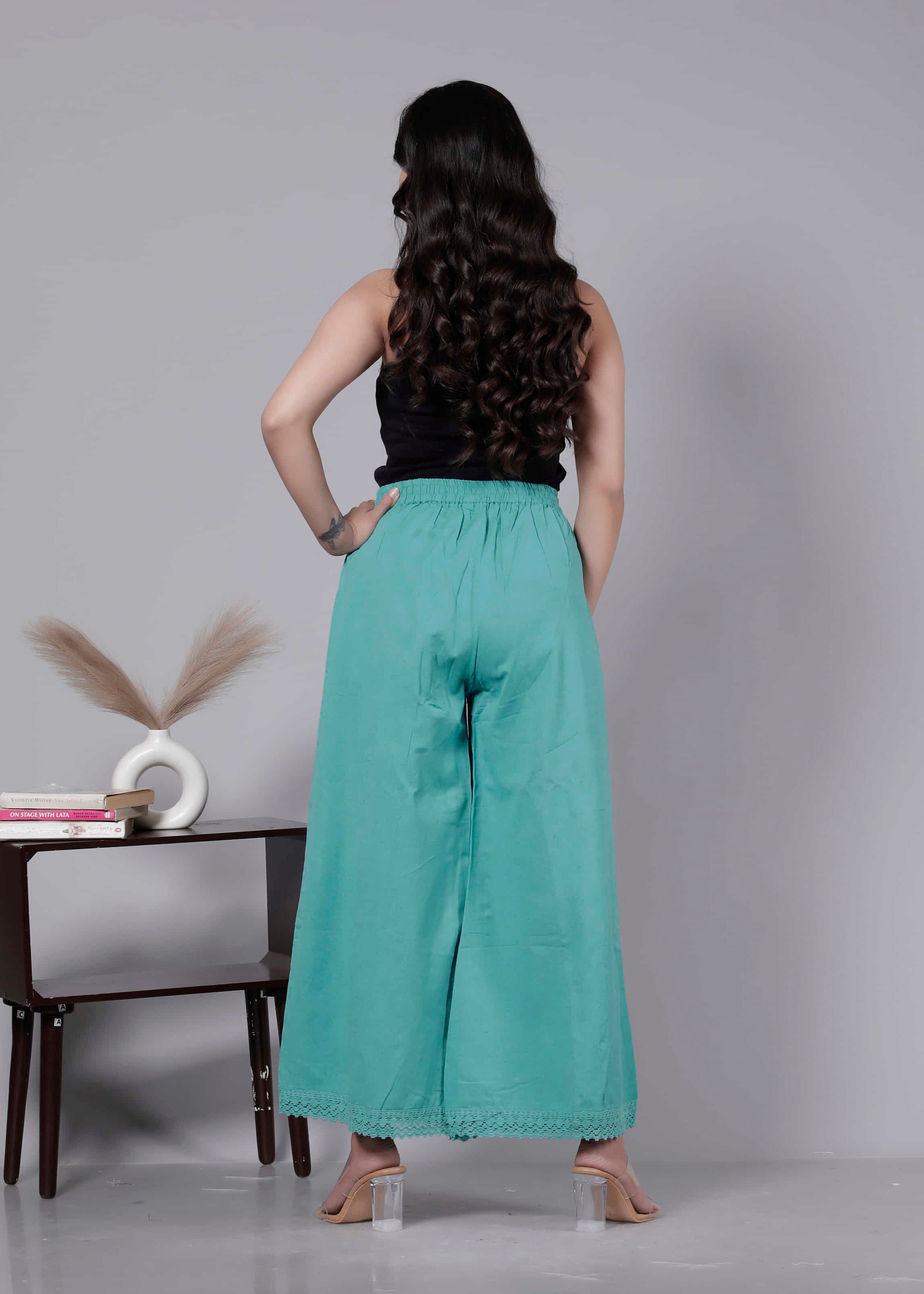 Pure Cotton Teal Green Palazzo Pants