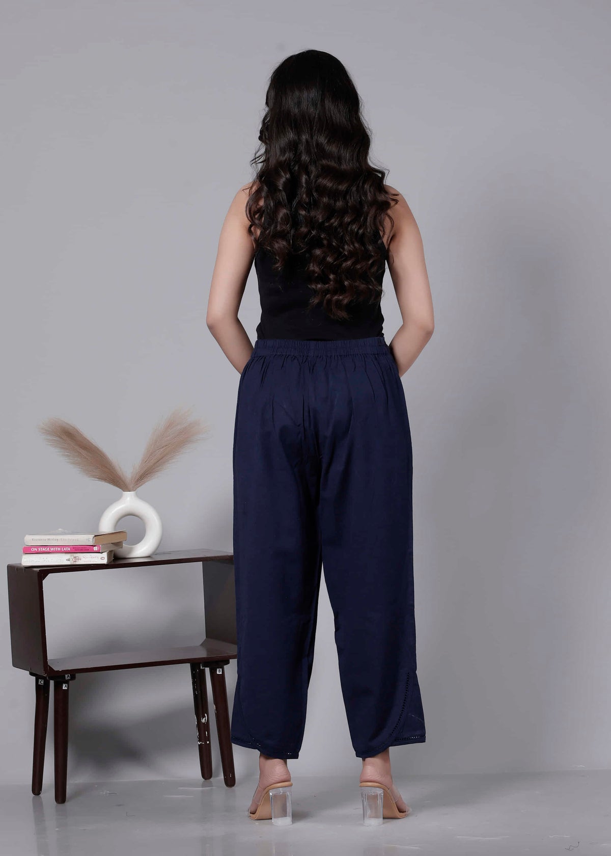 Pure Cotton Navy Blue Regular Pants