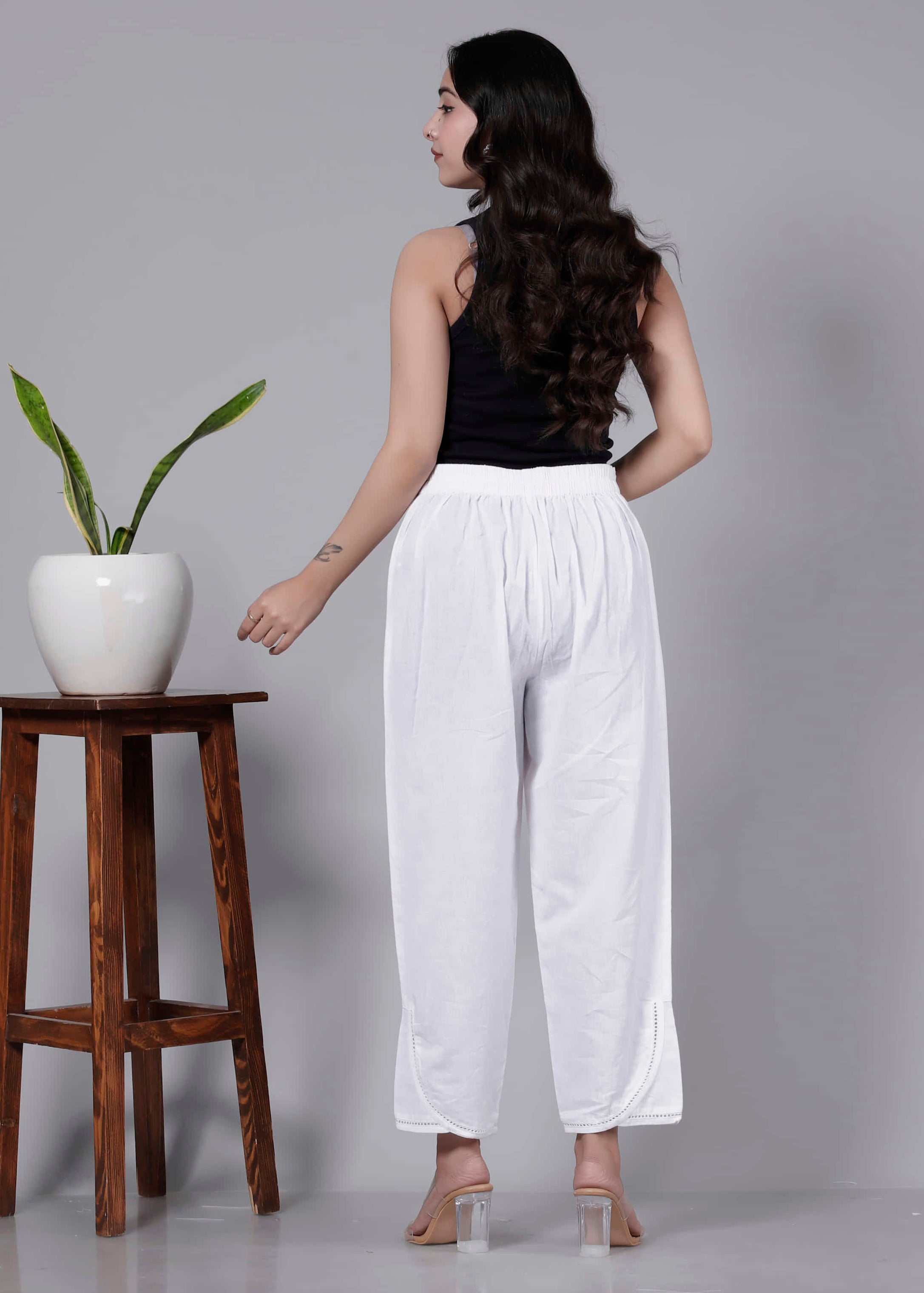 Pure Cotton White Regular Pants