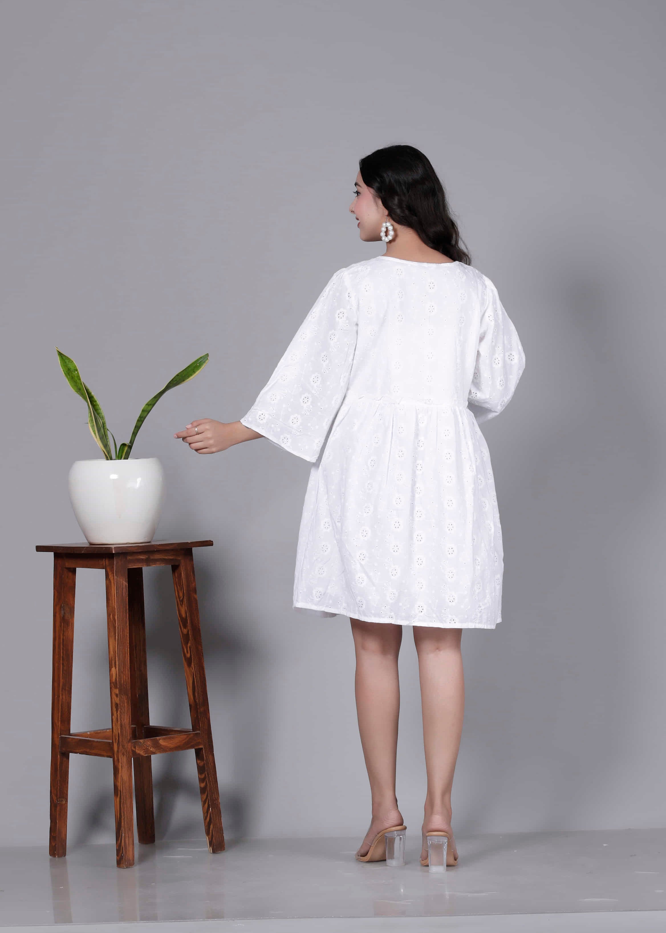 White Eyelet Cotton Dress