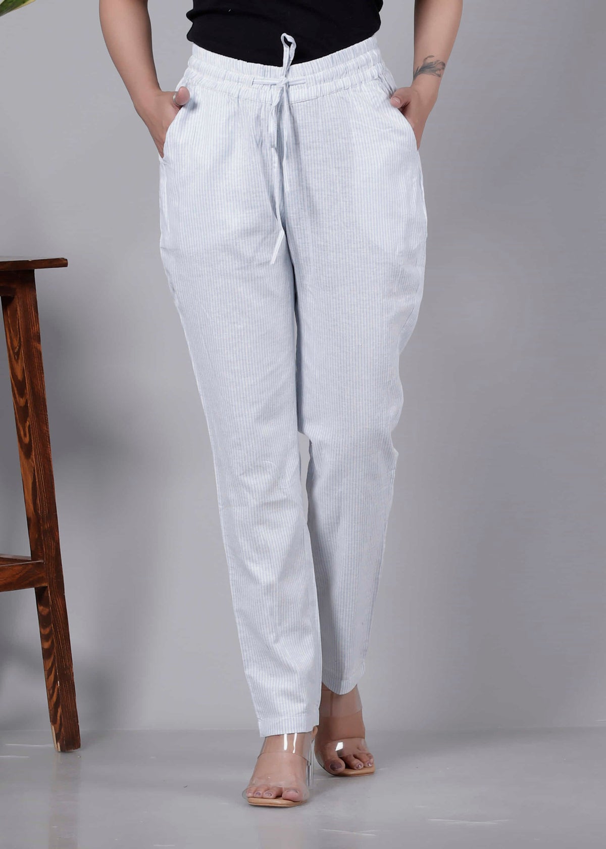 Pure Cotton Stripes Regular Pants