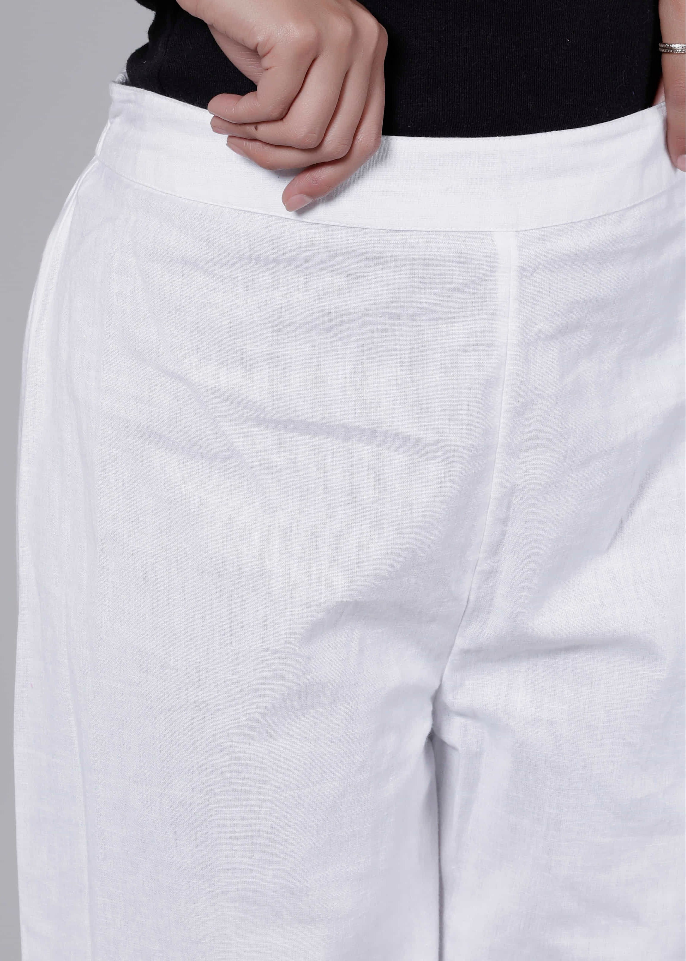 Pure Cotton White Regular Pants