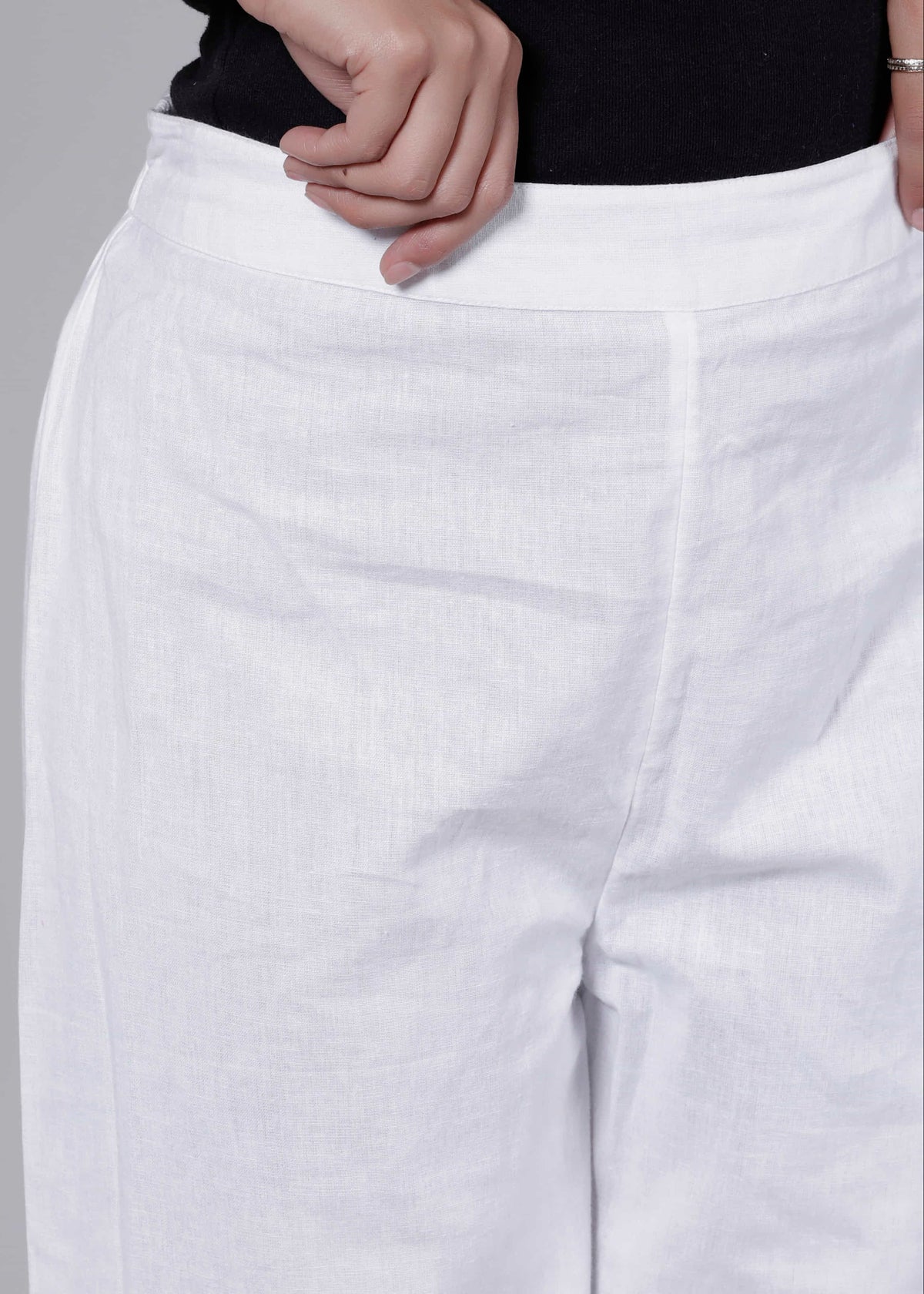 Pure Cotton White Regular Pants