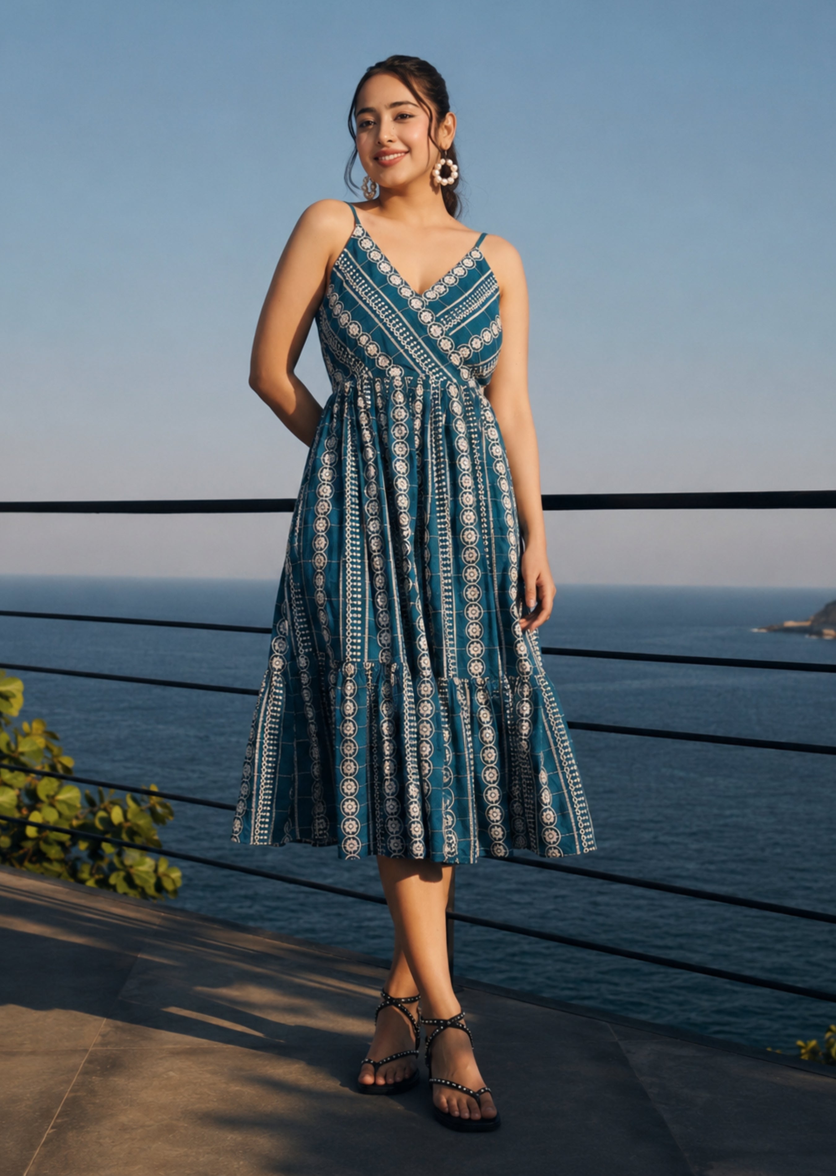 Teal Hand Embroidered Dress