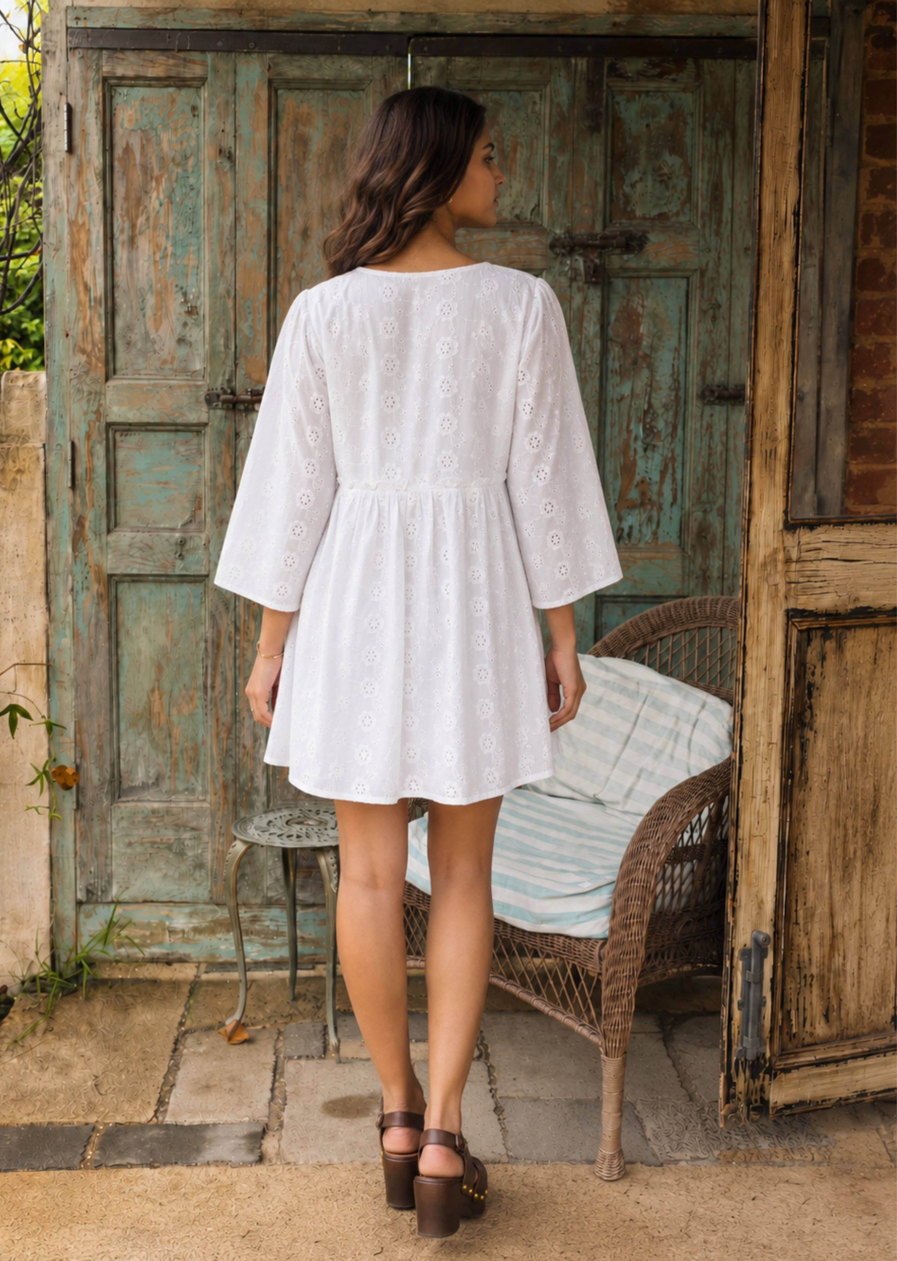 White Eyelet Cotton Dress