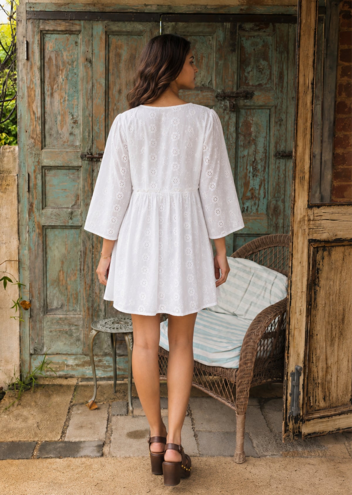 White Eyelet Cotton Dress
