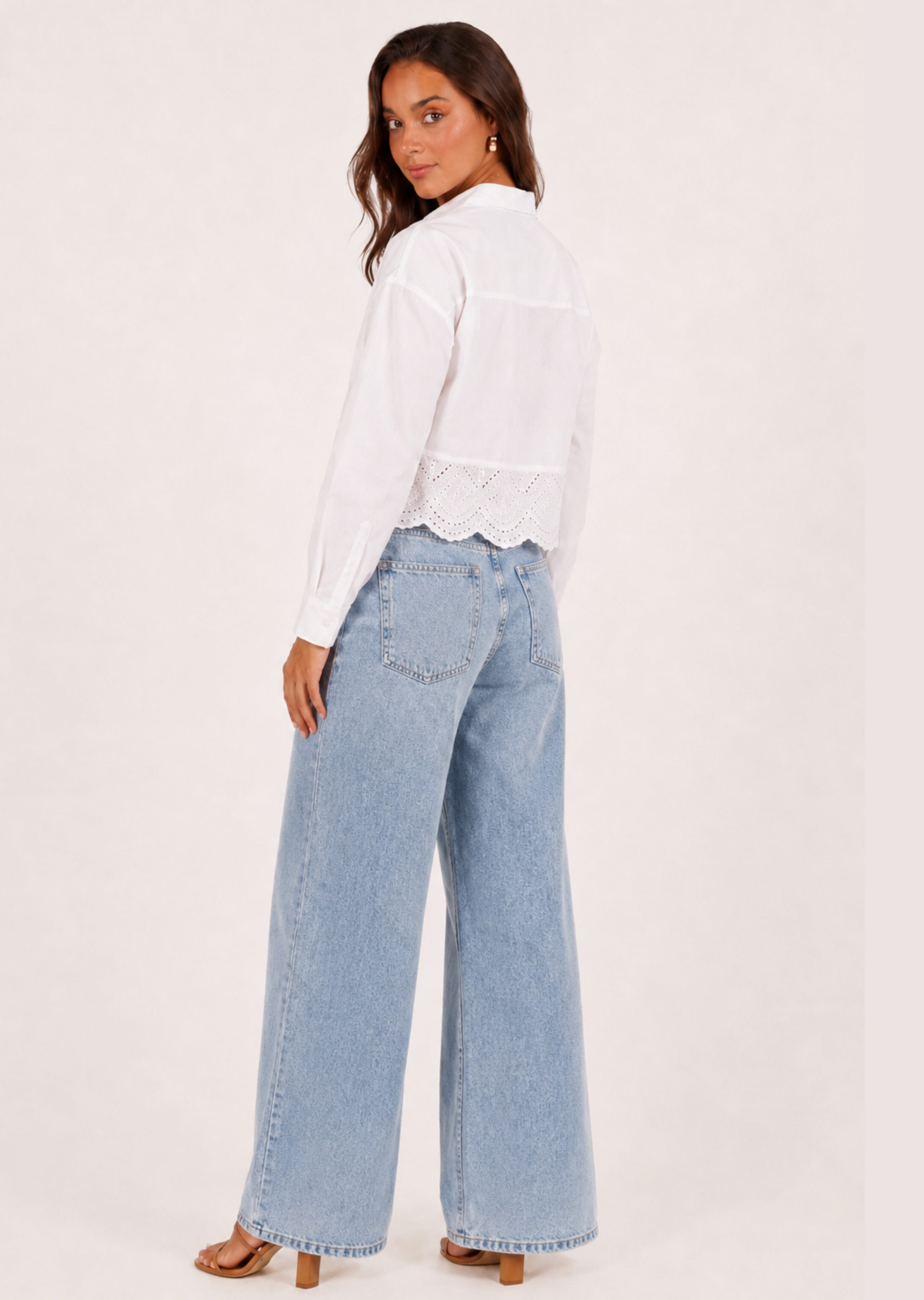 Laser Cut Collared Cotton Crop Top