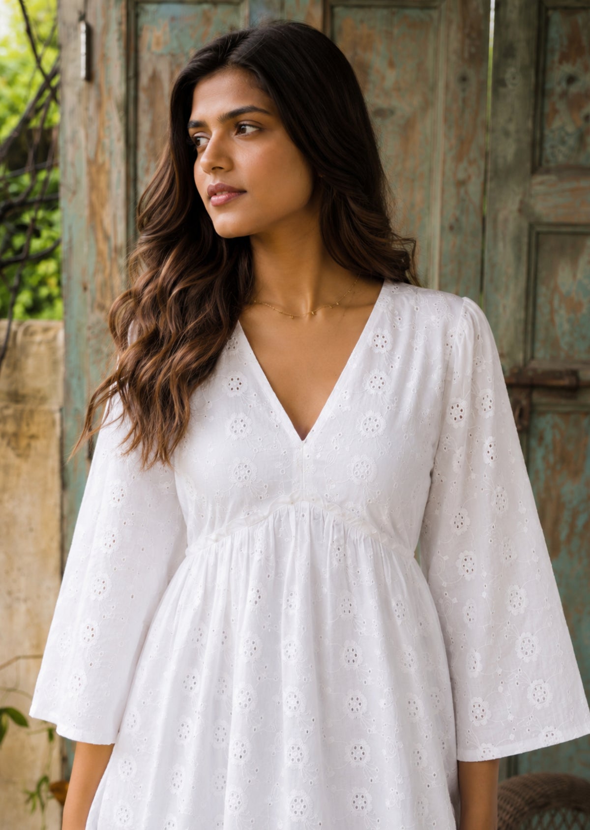 White Eyelet Cotton Dress