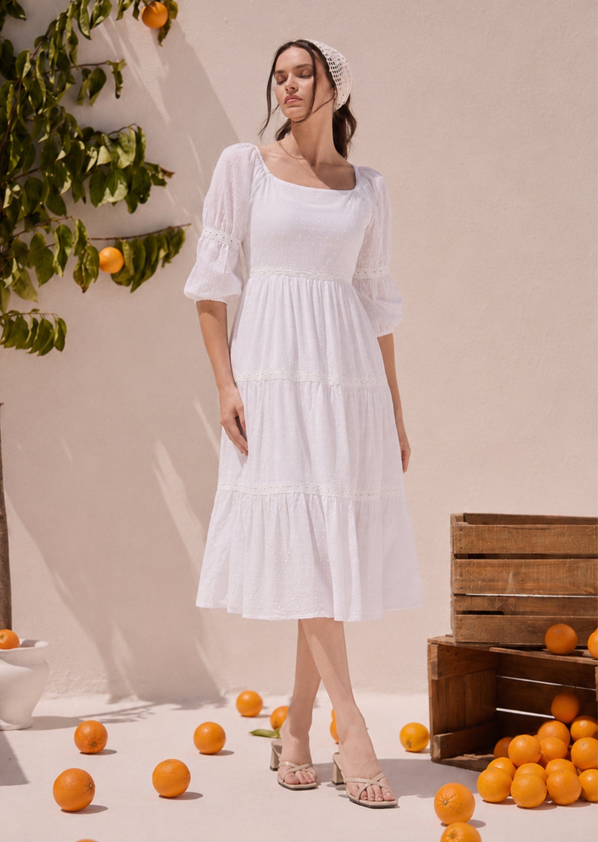 Flared Flowy White Dress