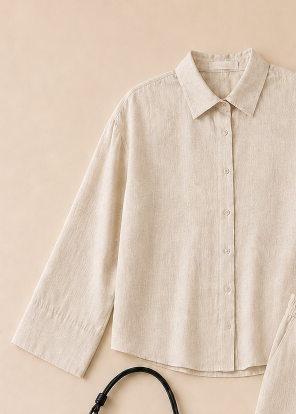 Beige Linen-Blend Wide Shirt
